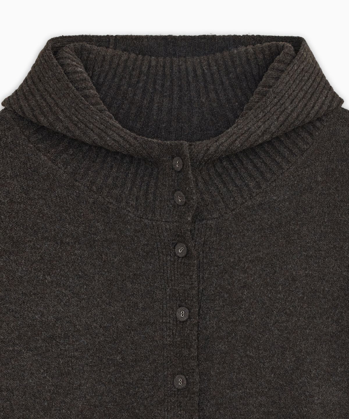 오헤시오(OHESHIO) CROPPED HOODED HIGH NECK CARDIGAN, BROWN