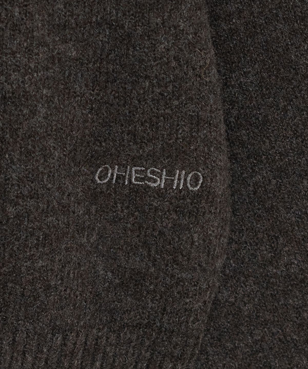 오헤시오(OHESHIO) CROPPED HOODED HIGH NECK CARDIGAN, BROWN