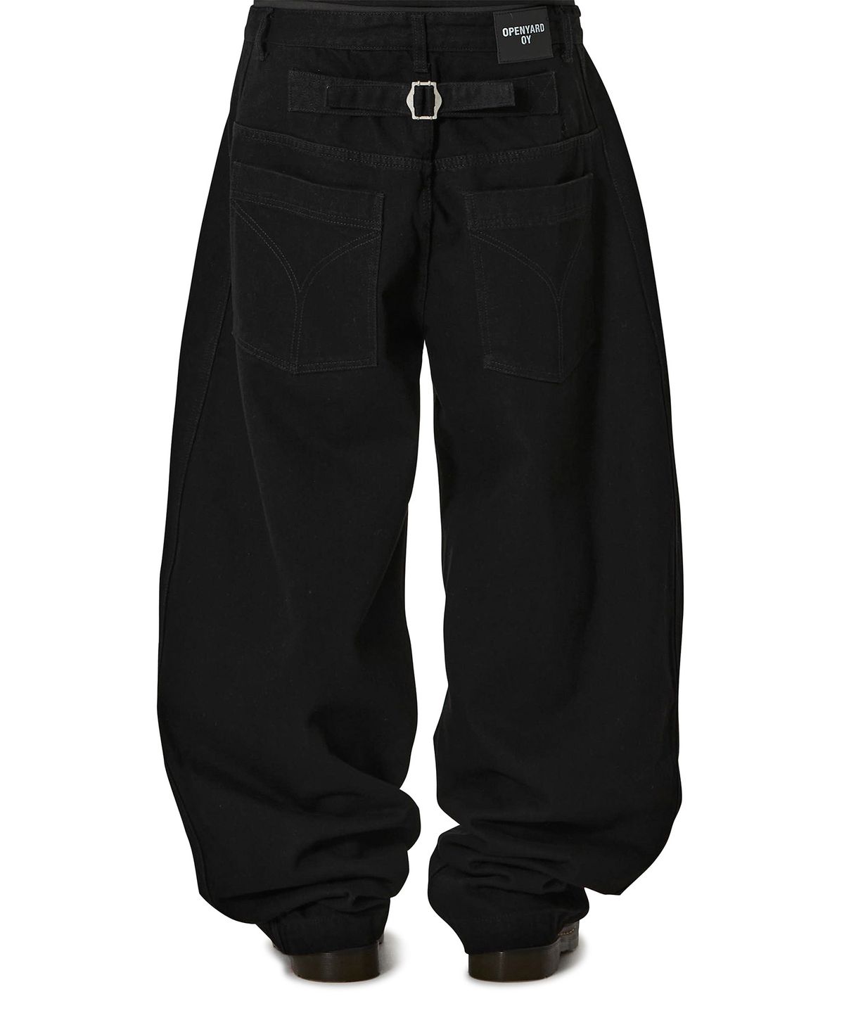 오픈야드(오와이)(OPENYARD(OY)) OBLIQUE WIDE VOLUME PANTS - BLACK