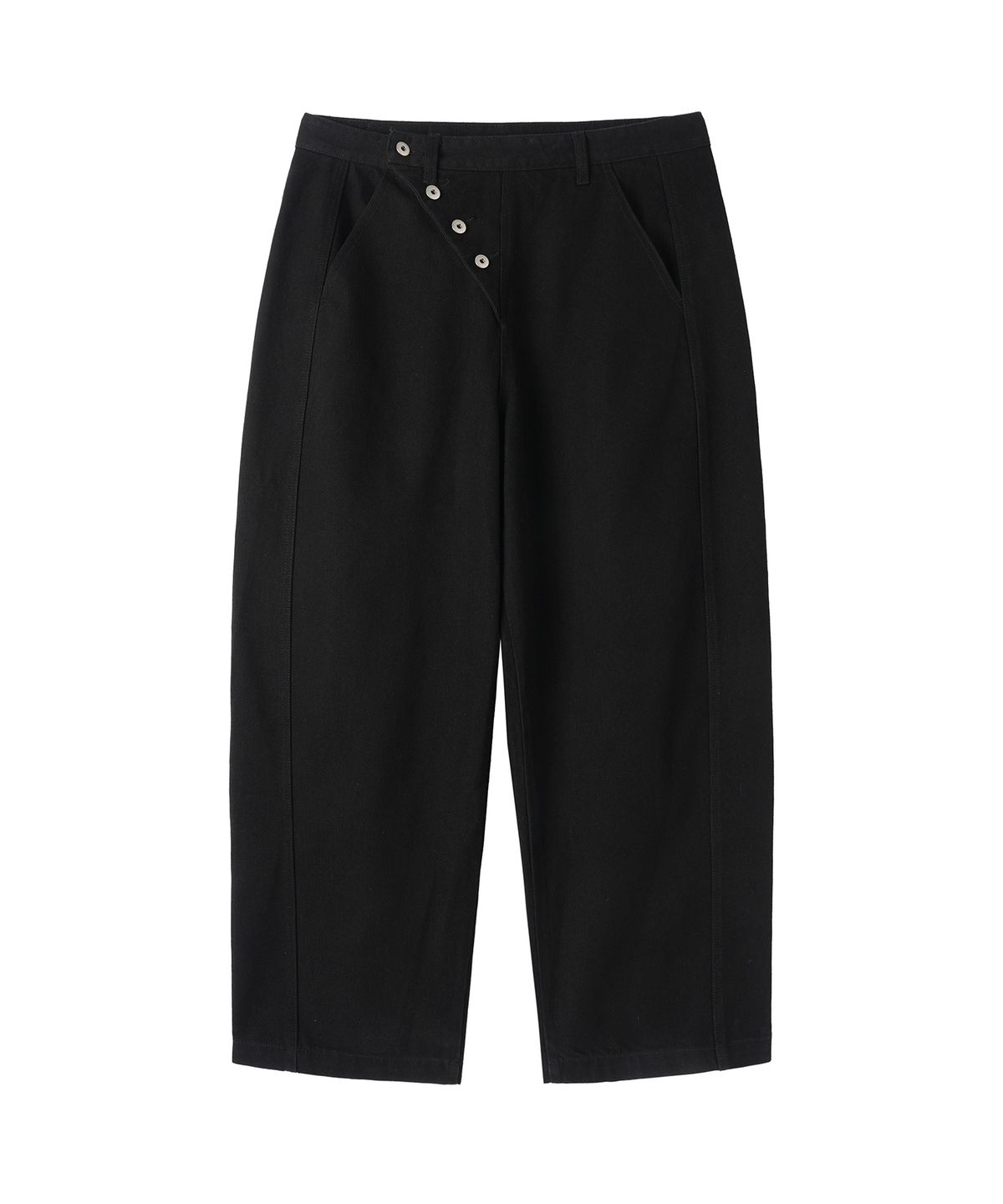 오픈야드(오와이)(OPENYARD(OY)) OBLIQUE WIDE VOLUME PANTS - BLACK