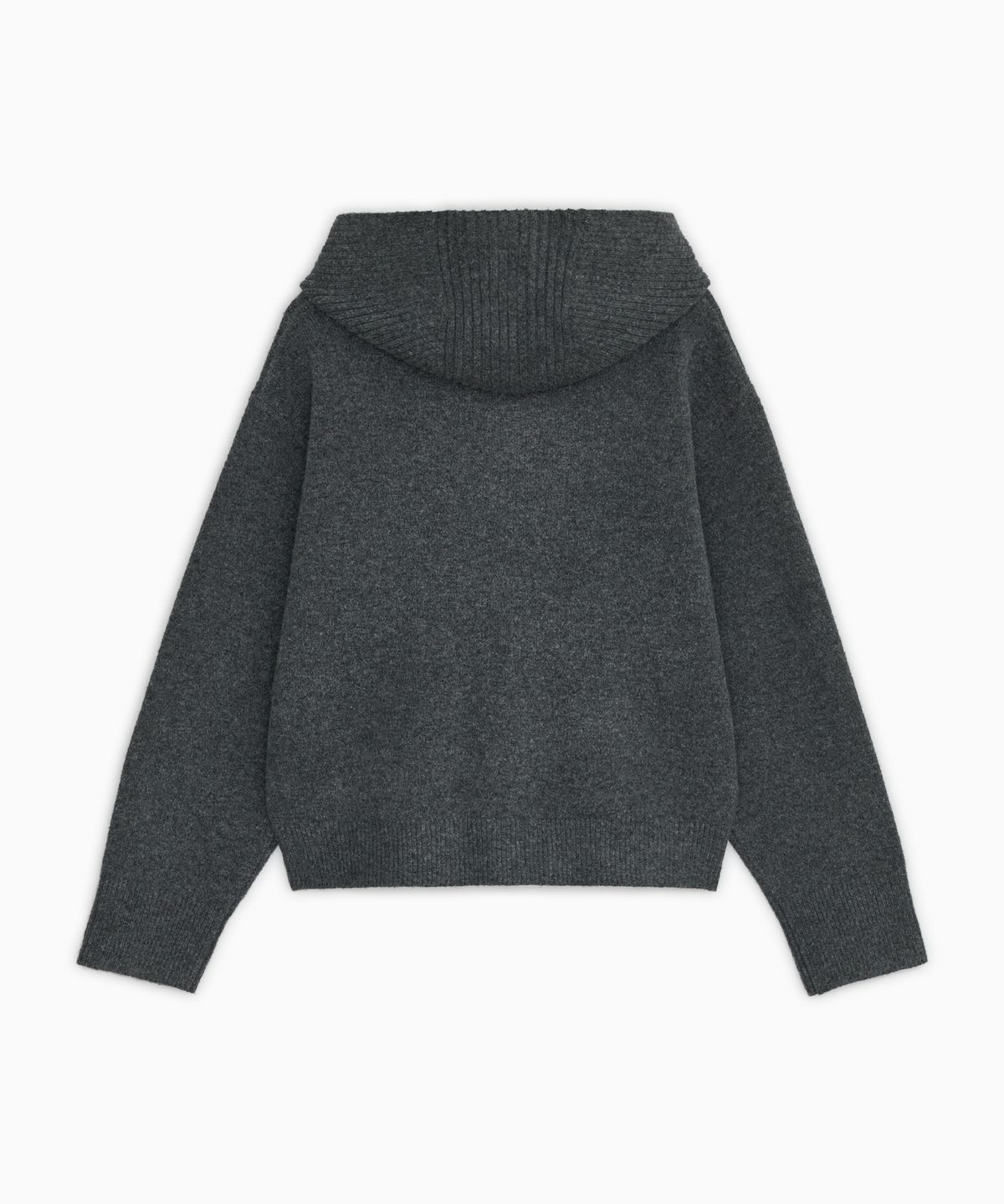 오헤시오(OHESHIO) CROPPED HOODED HIGH NECK CARDIGAN, CHARCOAL