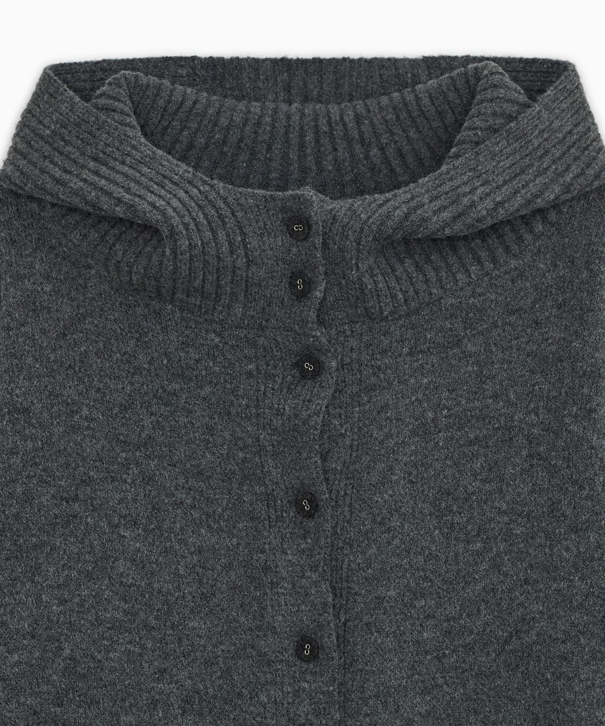오헤시오(OHESHIO) CROPPED HOODED HIGH NECK CARDIGAN, CHARCOAL