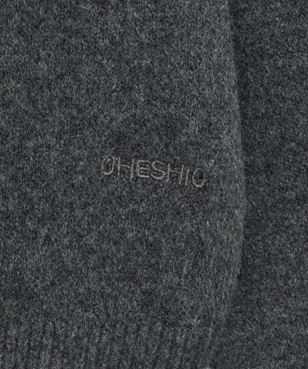오헤시오(OHESHIO) CROPPED HOODED HIGH NECK CARDIGAN, CHARCOAL