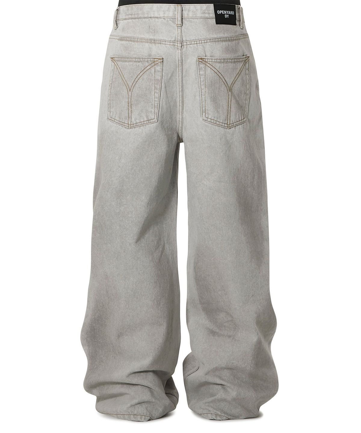 오픈야드(오와이)(OPENYARD(OY)) STITCHED WIDE HEM PANTS - DARK GREY