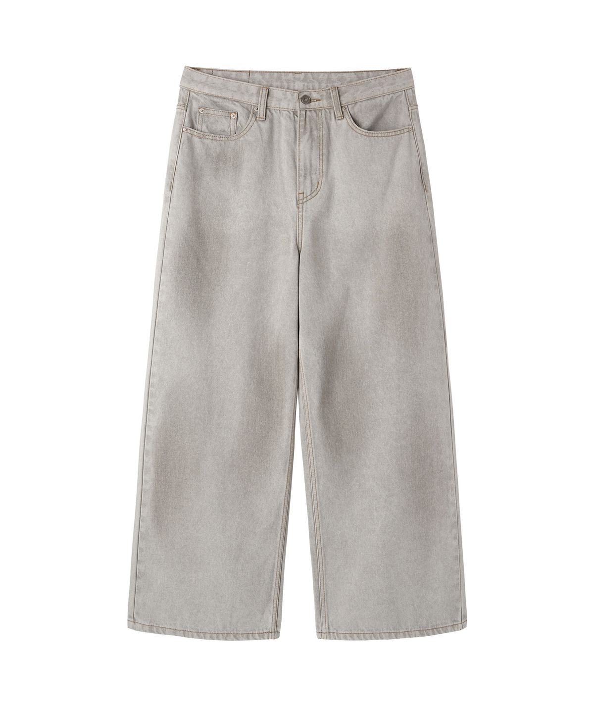 오픈야드(오와이)(OPENYARD(OY)) STITCHED WIDE HEM PANTS - DARK GREY