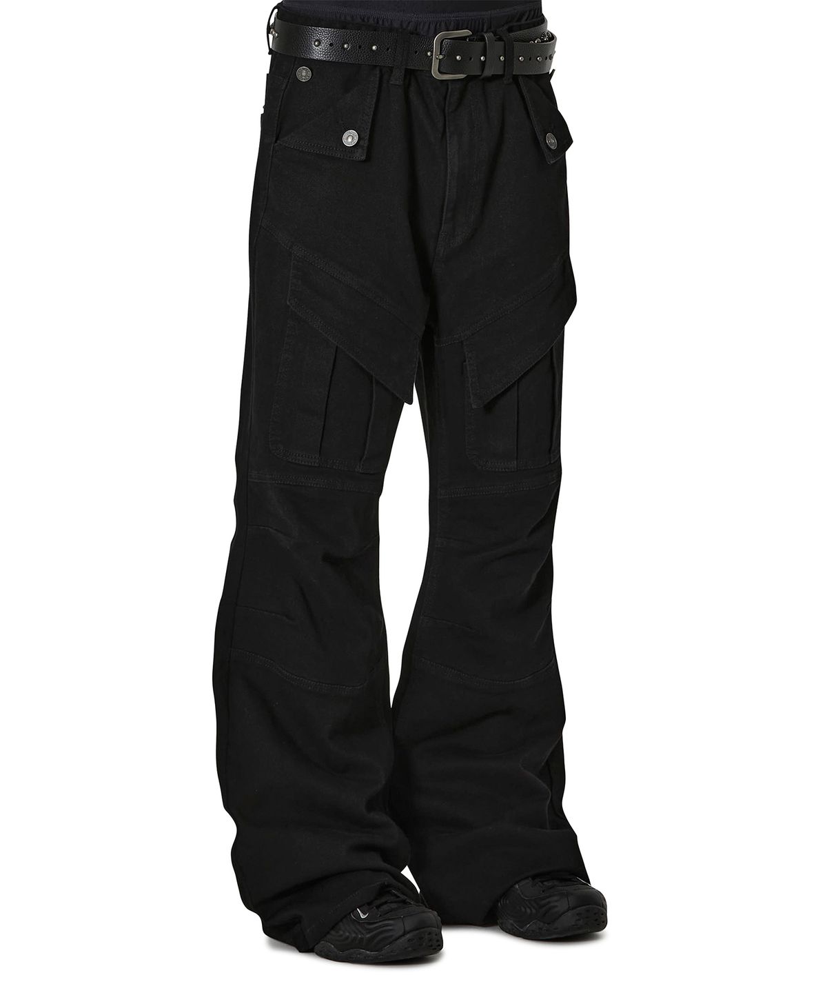 오픈야드(오와이)(OPENYARD(OY)) CONTOUR FLARE CARGO PANTS - BLACK
