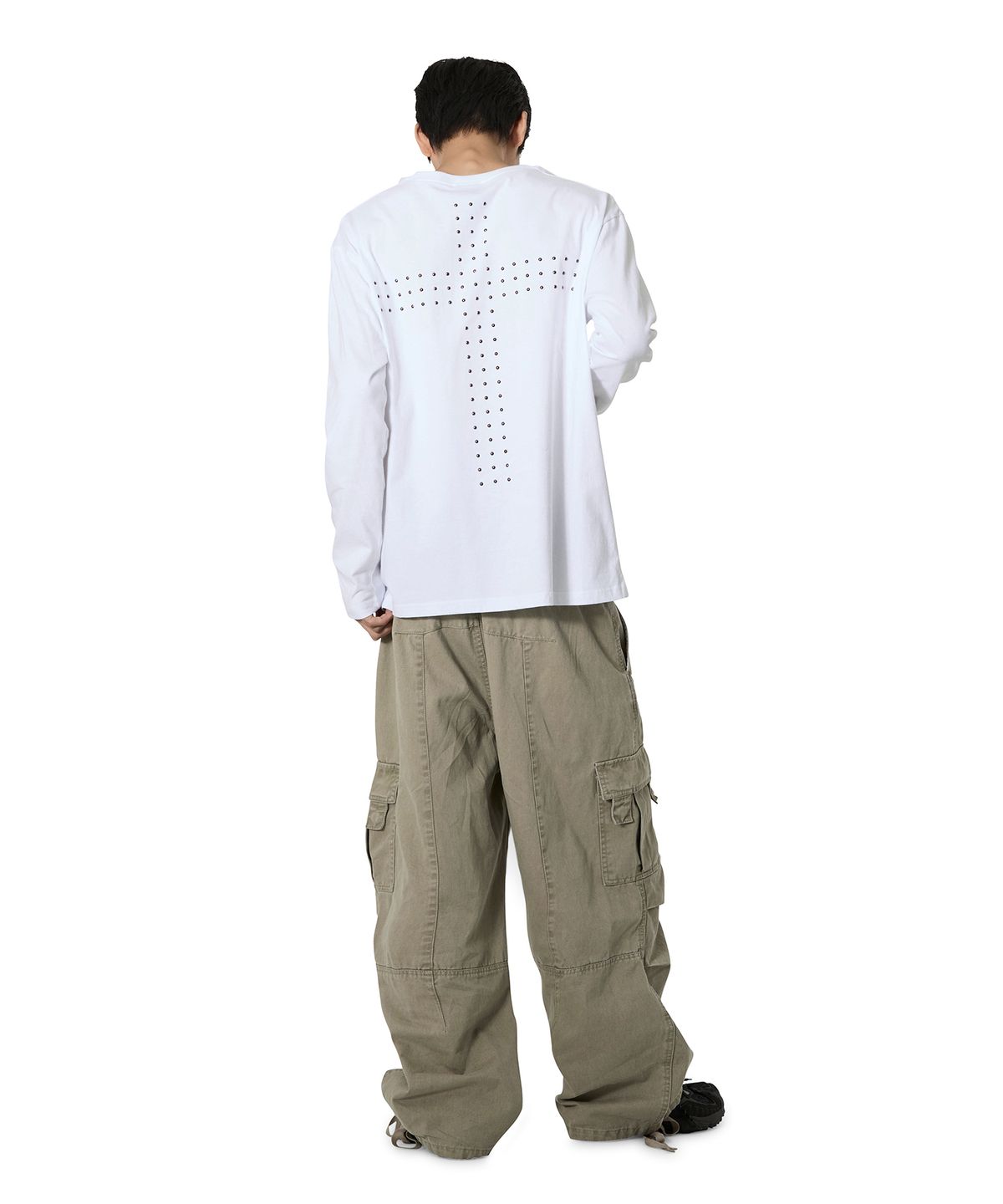 오픈야드(오와이)(OPENYARD(OY)) CROSS ARRAY L/S TEE - WHITE