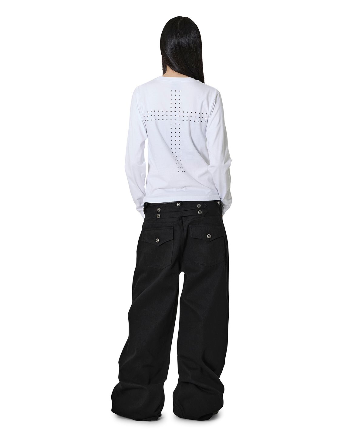 오픈야드(오와이)(OPENYARD(OY)) CROSS ARRAY L/S TEE - WHITE
