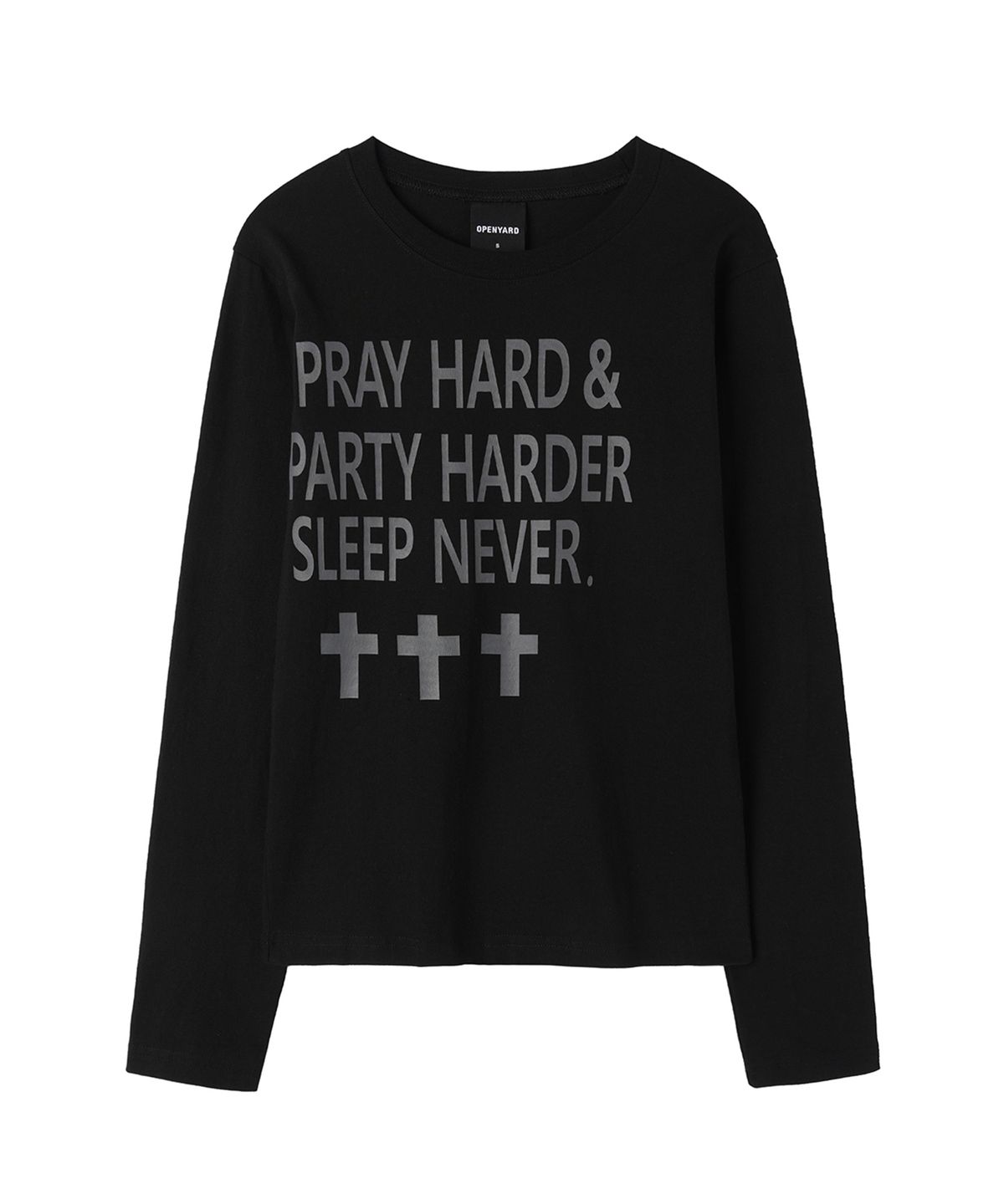 오픈야드(오와이)(OPENYARD(OY)) PRAY HARD L/S TEE - BLACK