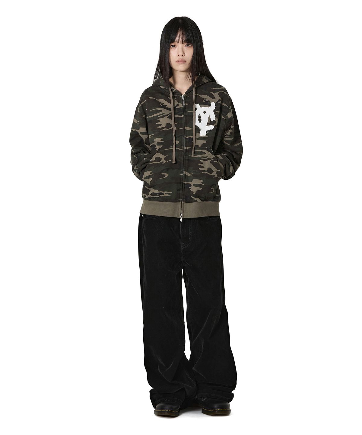 오픈야드(오와이)(OPENYARD(OY)) LOGO PATCH HOODIE ZIP UP - CAMO