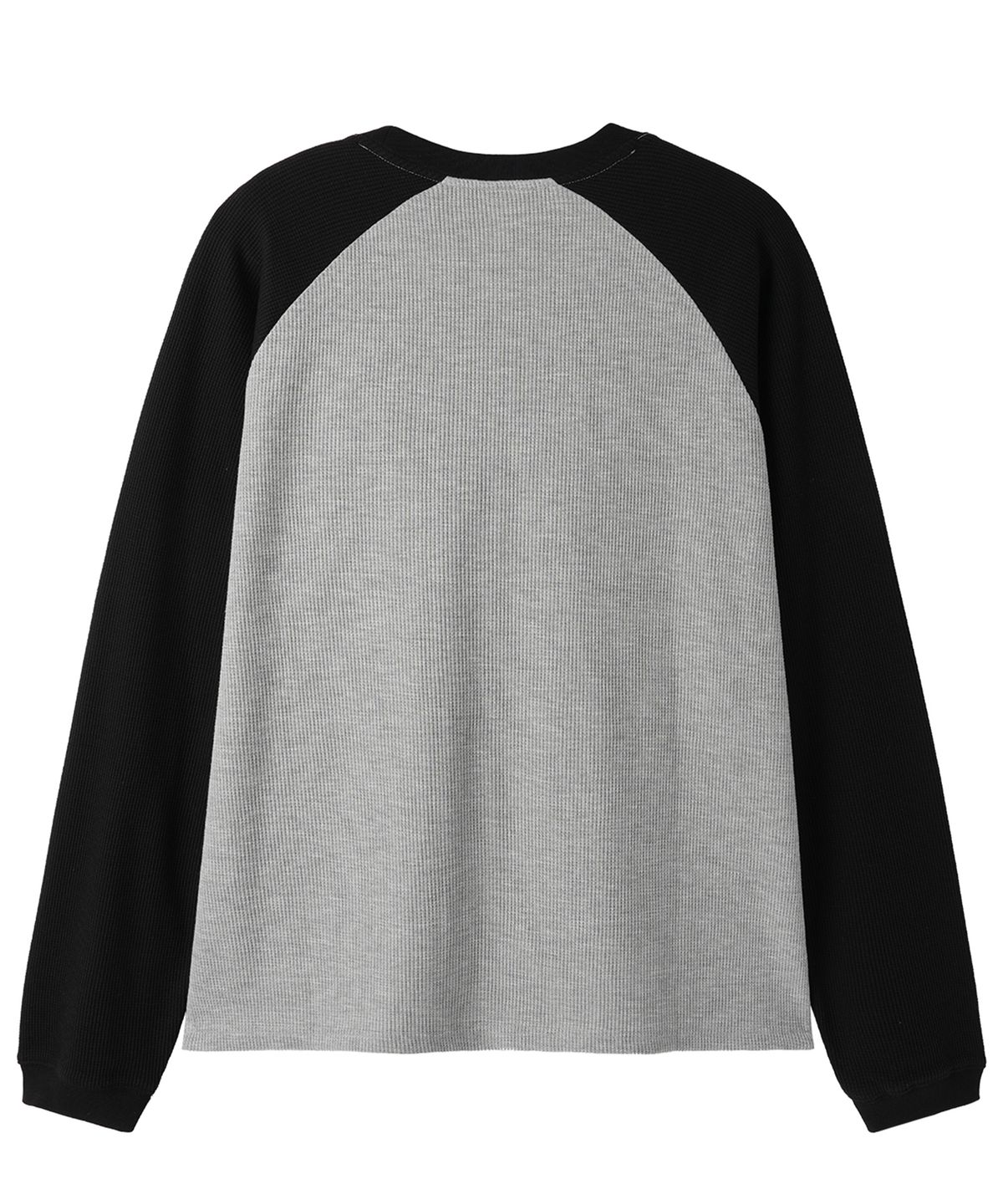 오픈야드(오와이)(OPENYARD(OY)) DITHER HORSE RAGLAN WAFFLE L/S TOP - BLACK / GREY