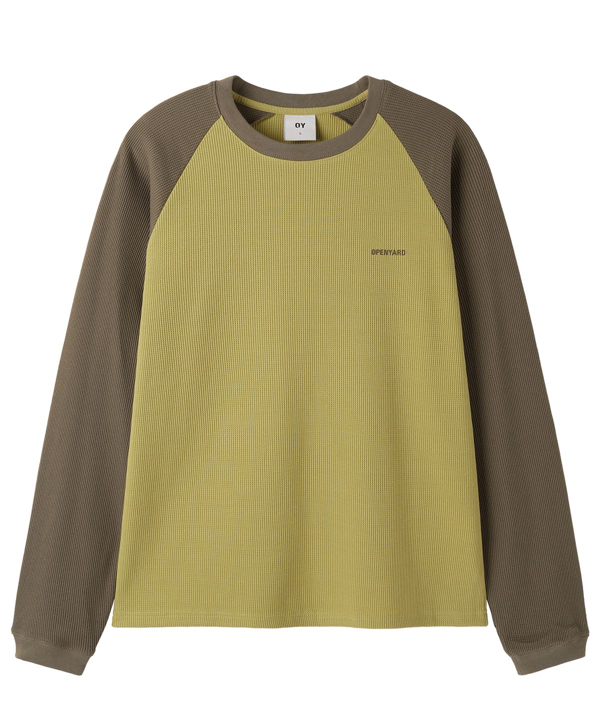 오픈야드(오와이)(OPENYARD(OY)) WAFFLE RAGLAN L/S TOP - BROWN / MUSTARD