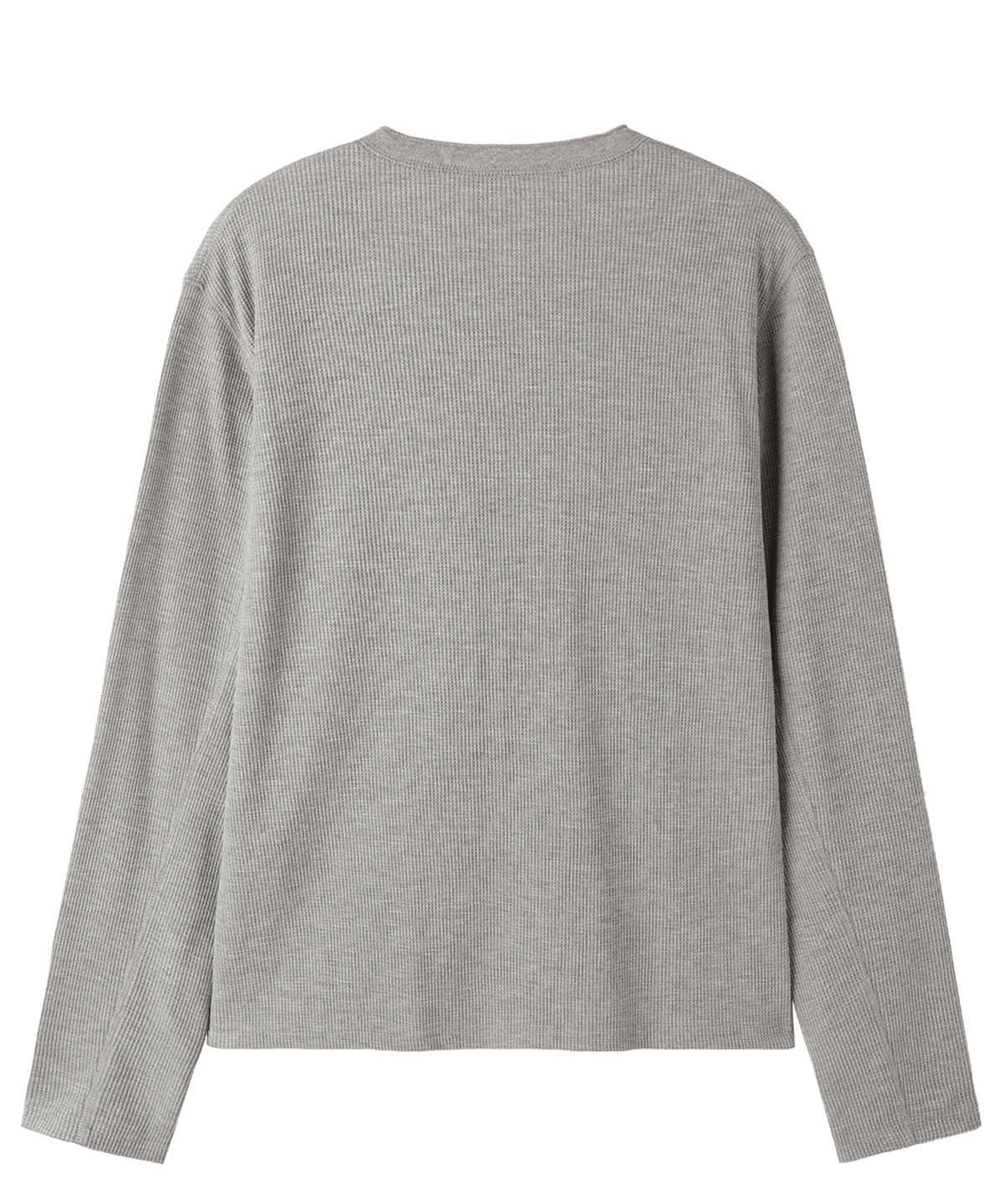 오픈야드(오와이)(OPENYARD(OY)) OFFSET BUTTON WAFFLE L/S TOP - MELANGE