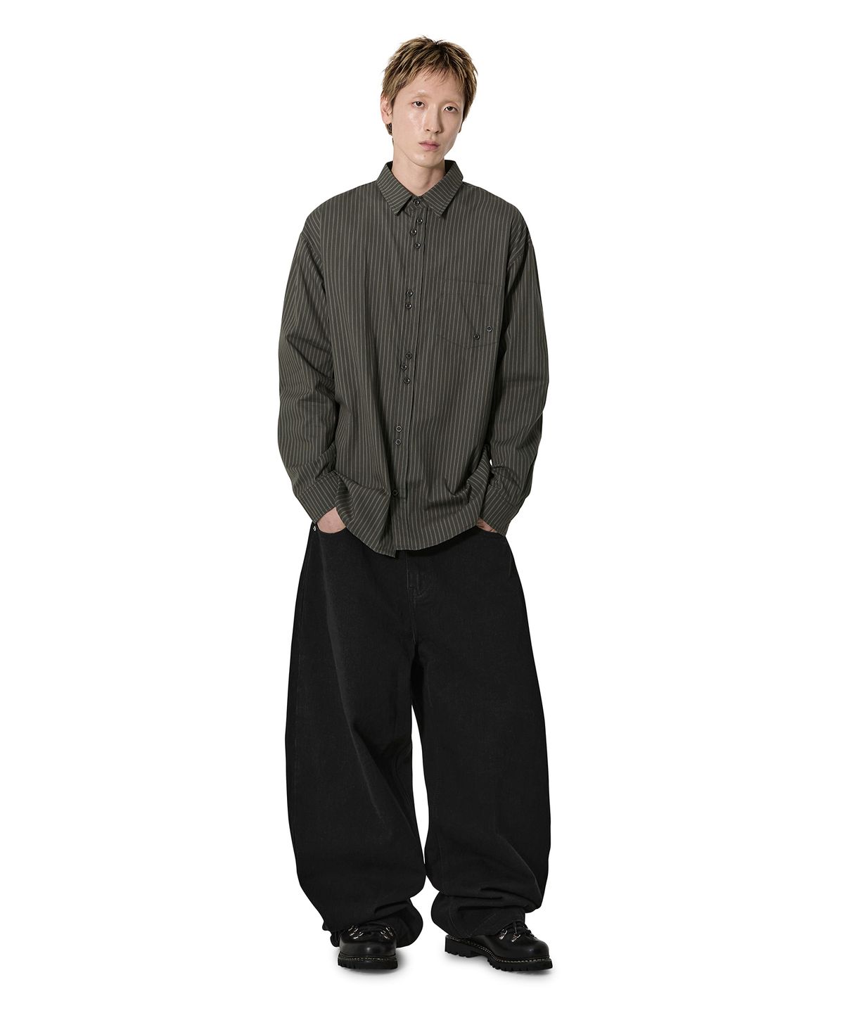 오픈야드(오와이)(OPENYARD(OY)) ASSEMBLY BUTTON SHIRT - CHARCOAL