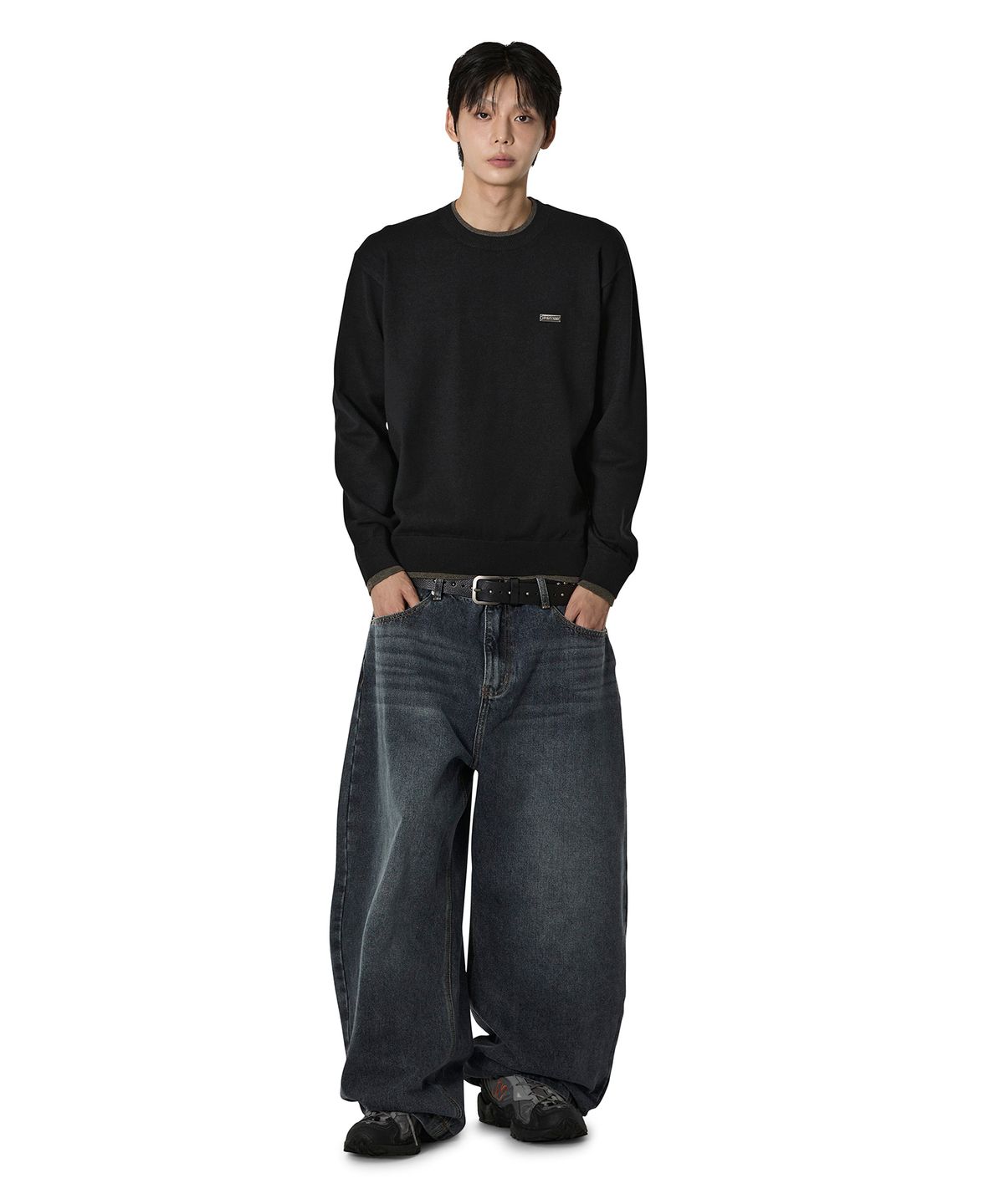 오픈야드(오와이)(OPENYARD(OY)) LAYERED RIB KNIT - BLACK