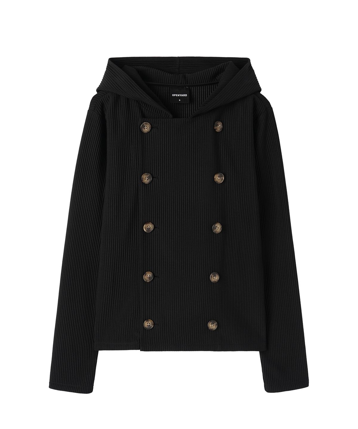 오픈야드(오와이)(OPENYARD(OY)) PLEATED WRAP HOODED JACKET - BLACK