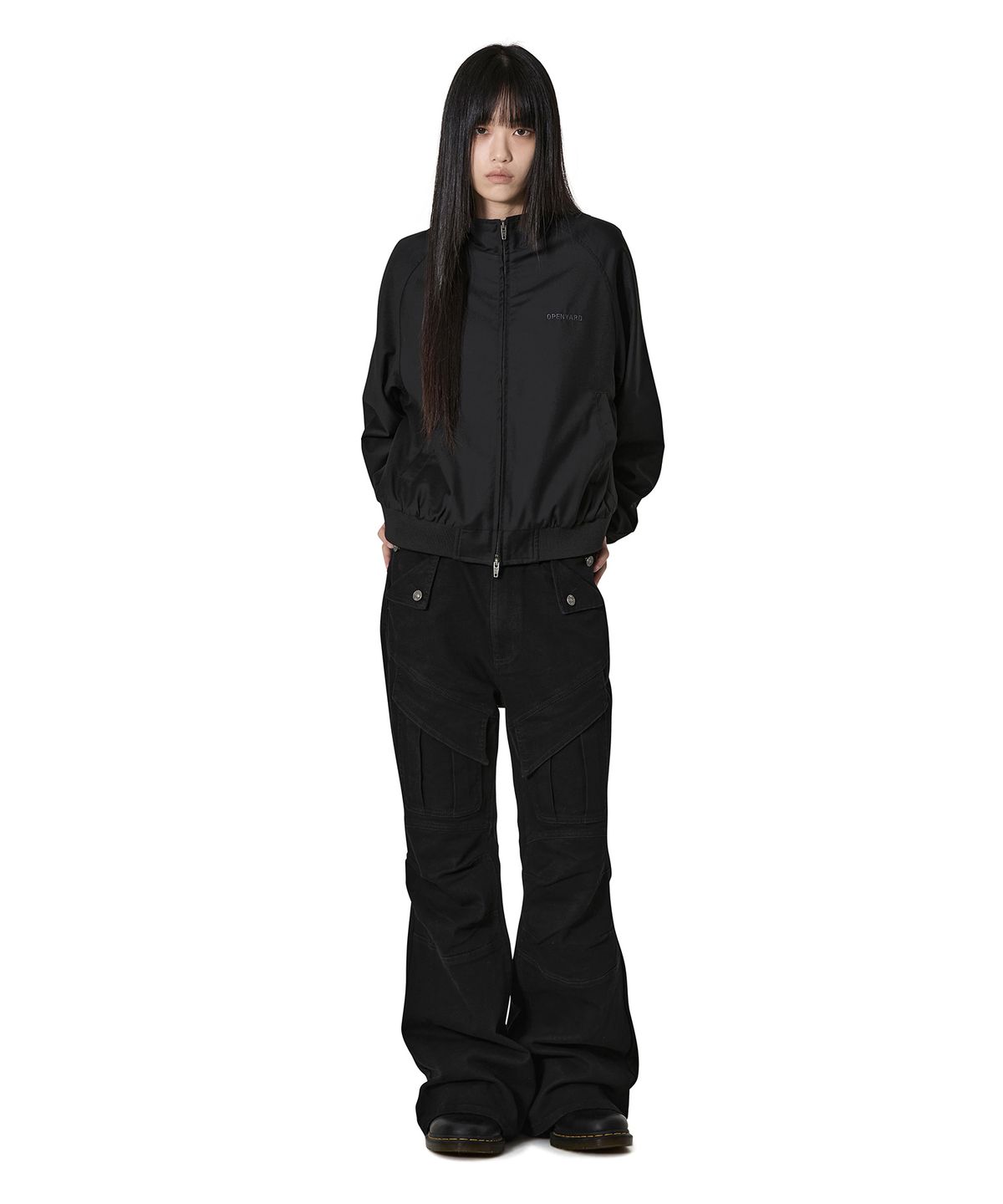 오픈야드(오와이)(OPENYARD(OY)) SYSTEM CROPPED TRACK JACKET - BLACK