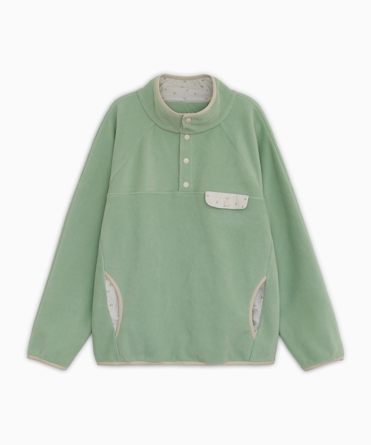 오헤시오(OHESHIO) FLORAL CONTRAST FLEECE PULLOVER, MINT