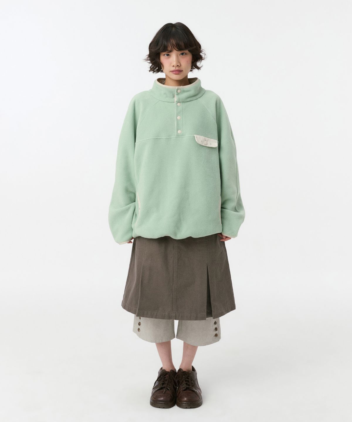 오헤시오(OHESHIO) FLORAL CONTRAST FLEECE PULLOVER, MINT