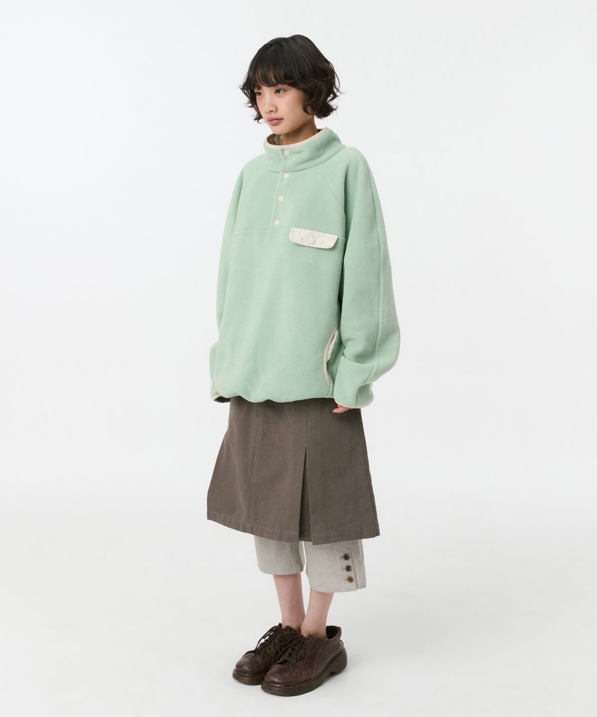 오헤시오(OHESHIO) FLORAL CONTRAST FLEECE PULLOVER, MINT