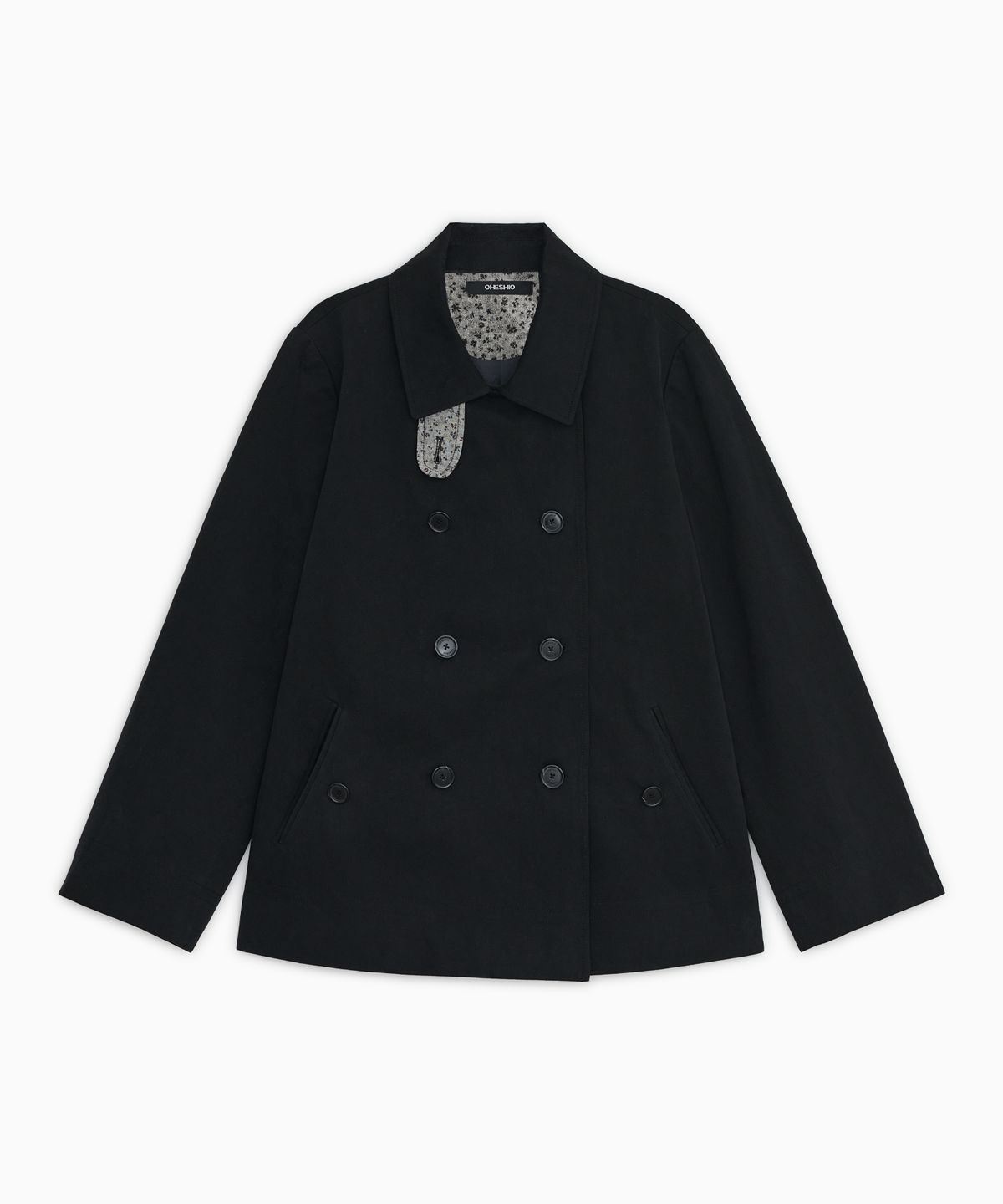 오헤시오(OHESHIO) VINTAGE FLORAL HALF COAT, BLACK