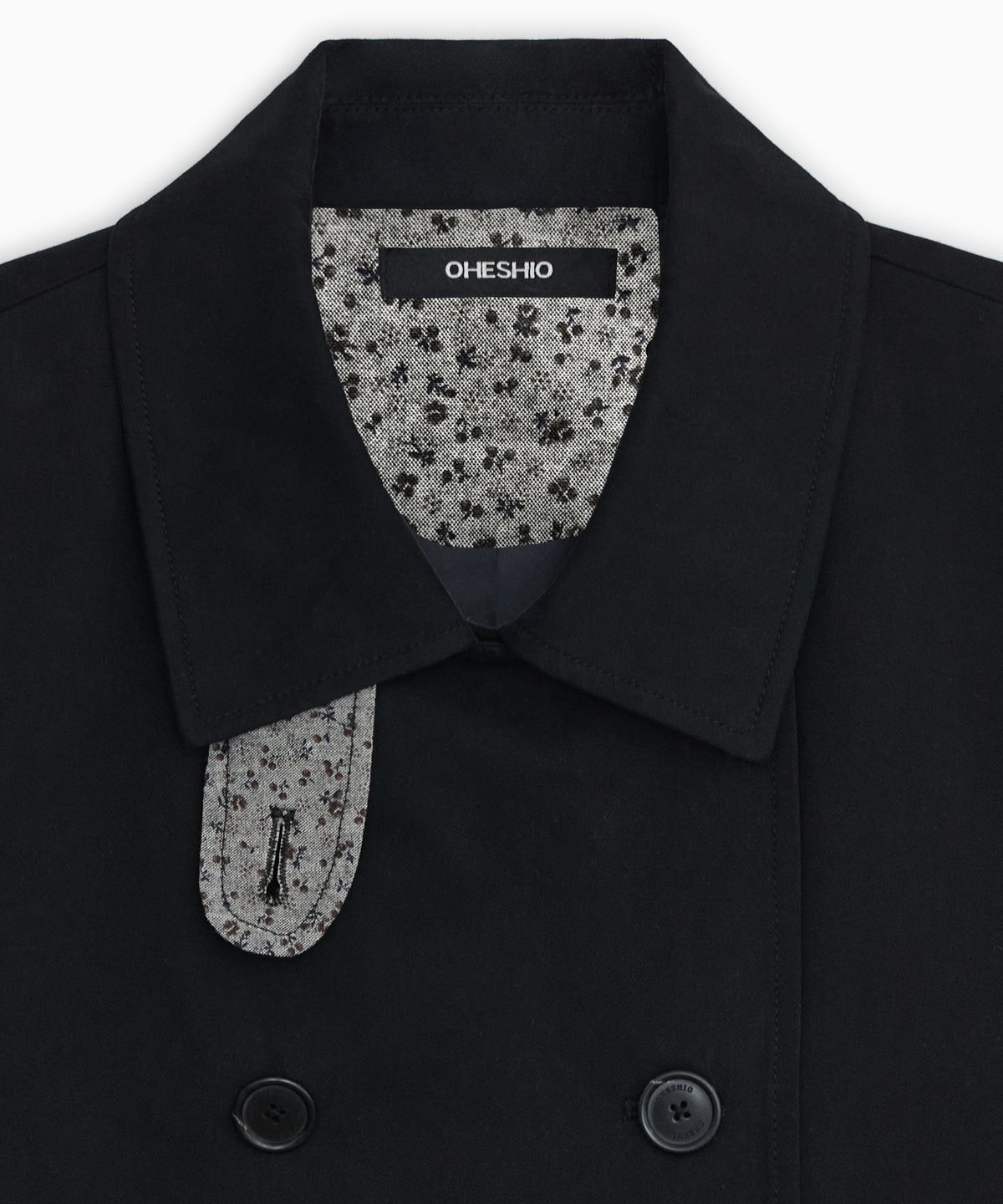 오헤시오(OHESHIO) VINTAGE FLORAL HALF COAT, BLACK