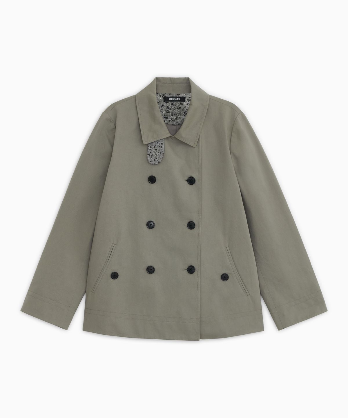오헤시오(OHESHIO) VINTAGE FLORAL HALF COAT, KHAKI
