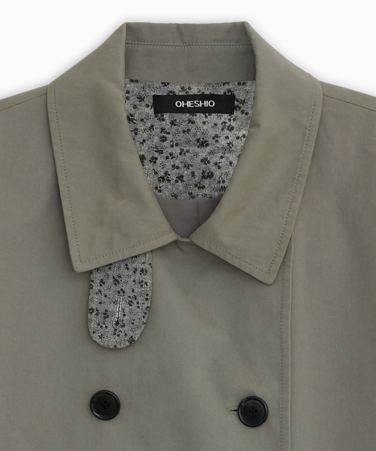 오헤시오(OHESHIO) VINTAGE FLORAL HALF COAT, KHAKI