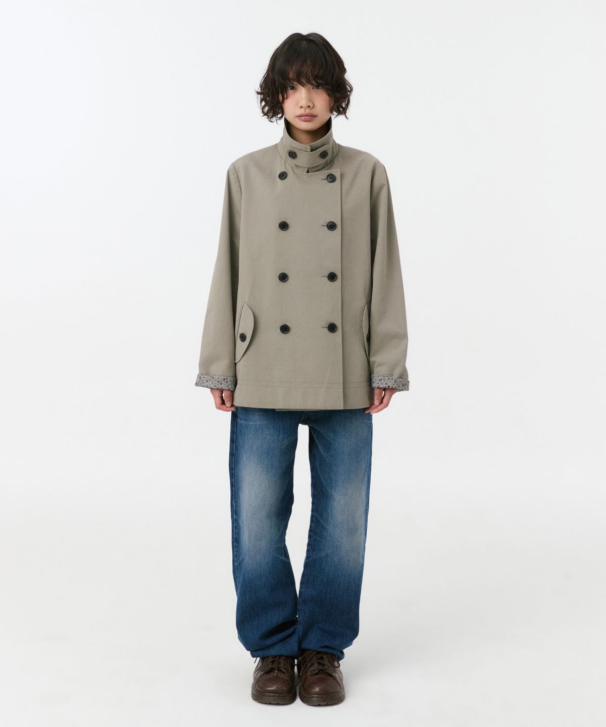 오헤시오(OHESHIO) VINTAGE FLORAL HALF COAT, KHAKI