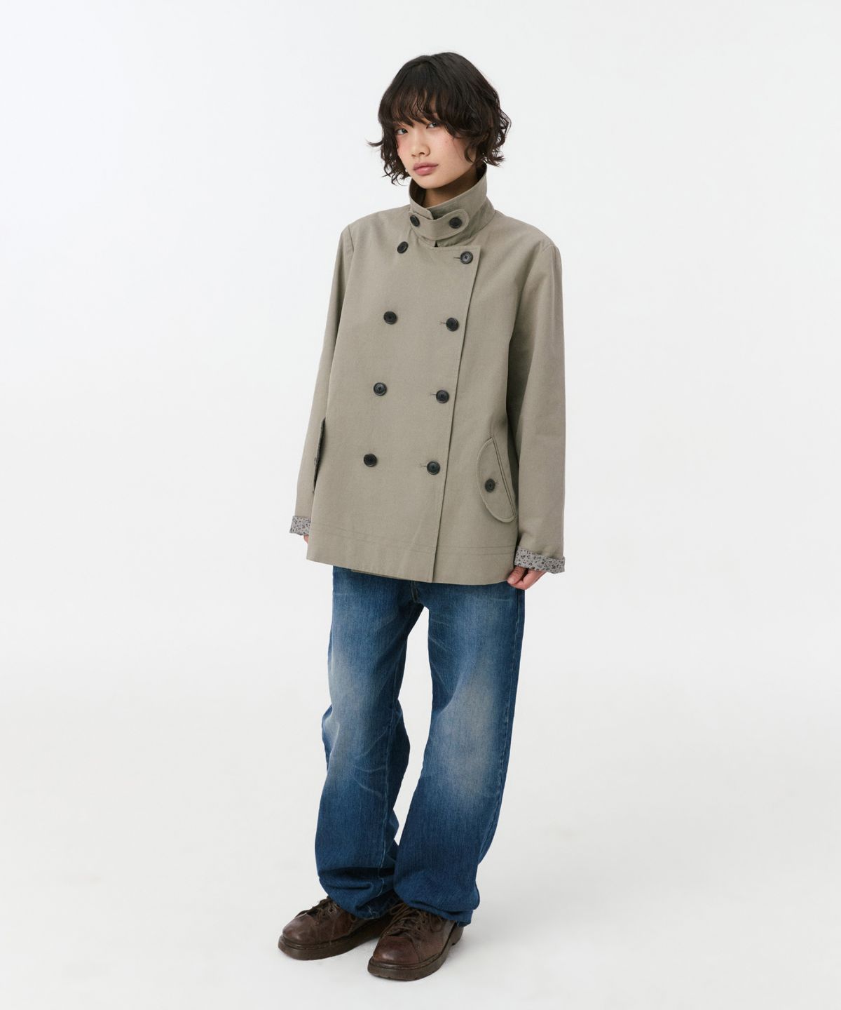 오헤시오(OHESHIO) VINTAGE FLORAL HALF COAT, KHAKI