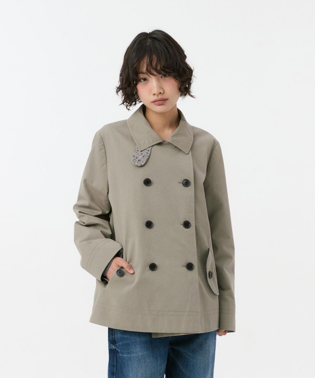 오헤시오(OHESHIO) VINTAGE FLORAL HALF COAT, KHAKI