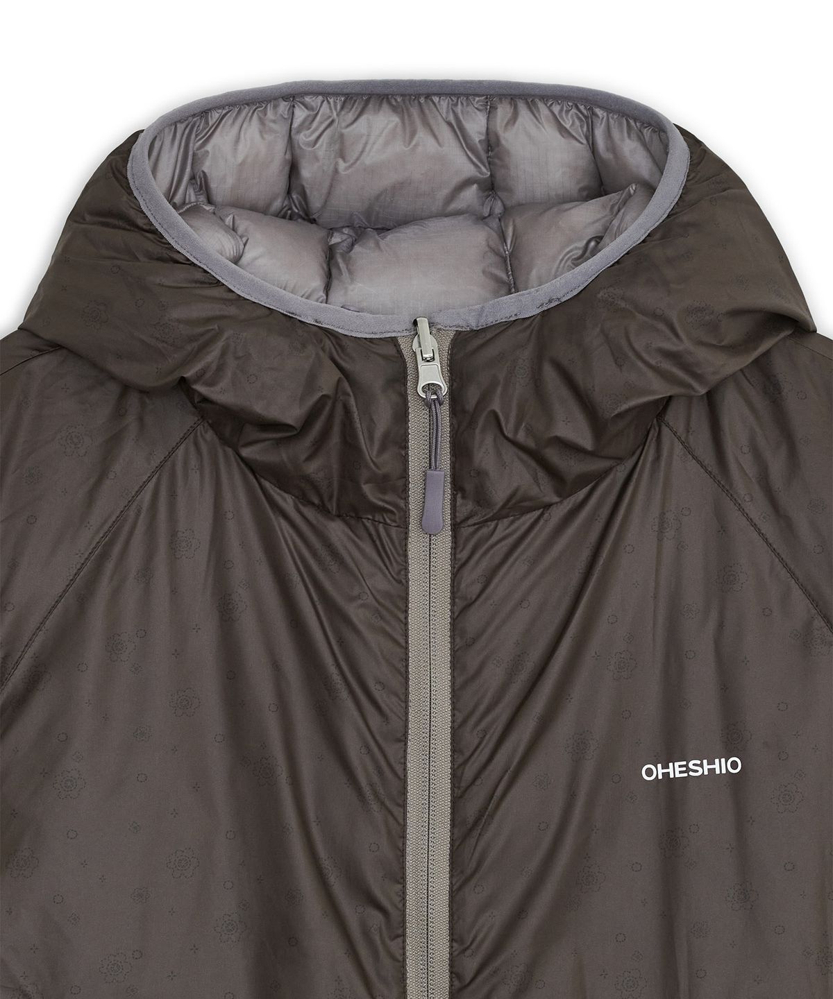 오헤시오(OHESHIO) REVERSIBLE FLORAL GRAPHIC DUCK DOWN, LIGHT PURPLE