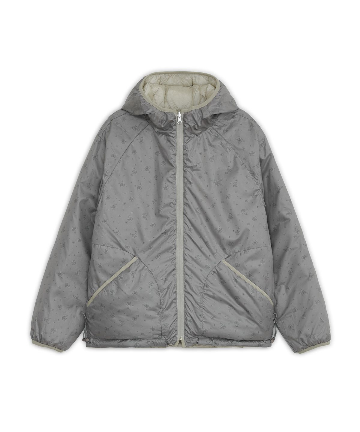 오헤시오(OHESHIO) REVERSIBLE FLORAL GRAPHIC DUCK DOWN, LIGHT GRAY