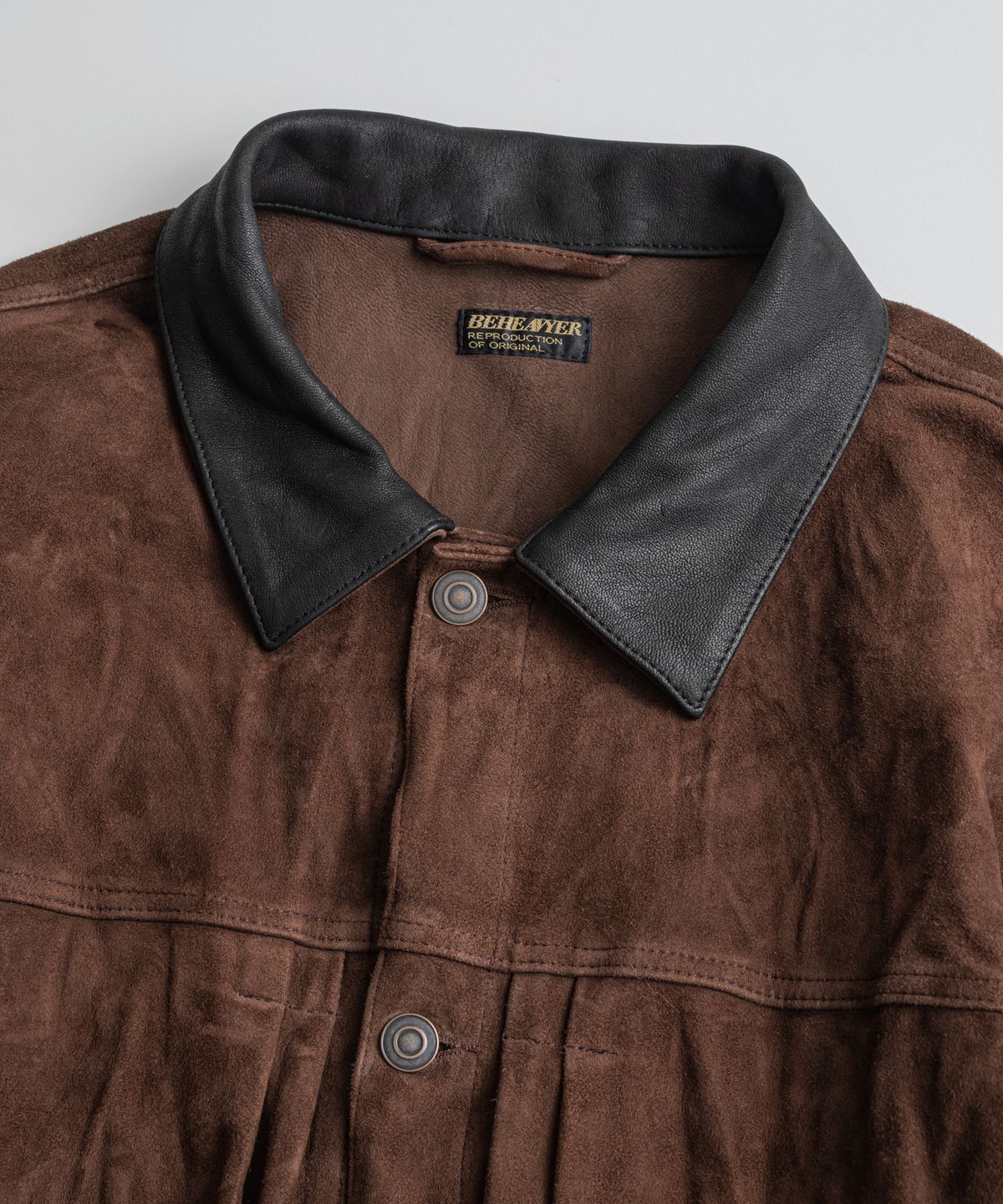 비헤비어(BEHEAVYER) WASHED GOATSUEDE TYPE-1 JACKET chocolate