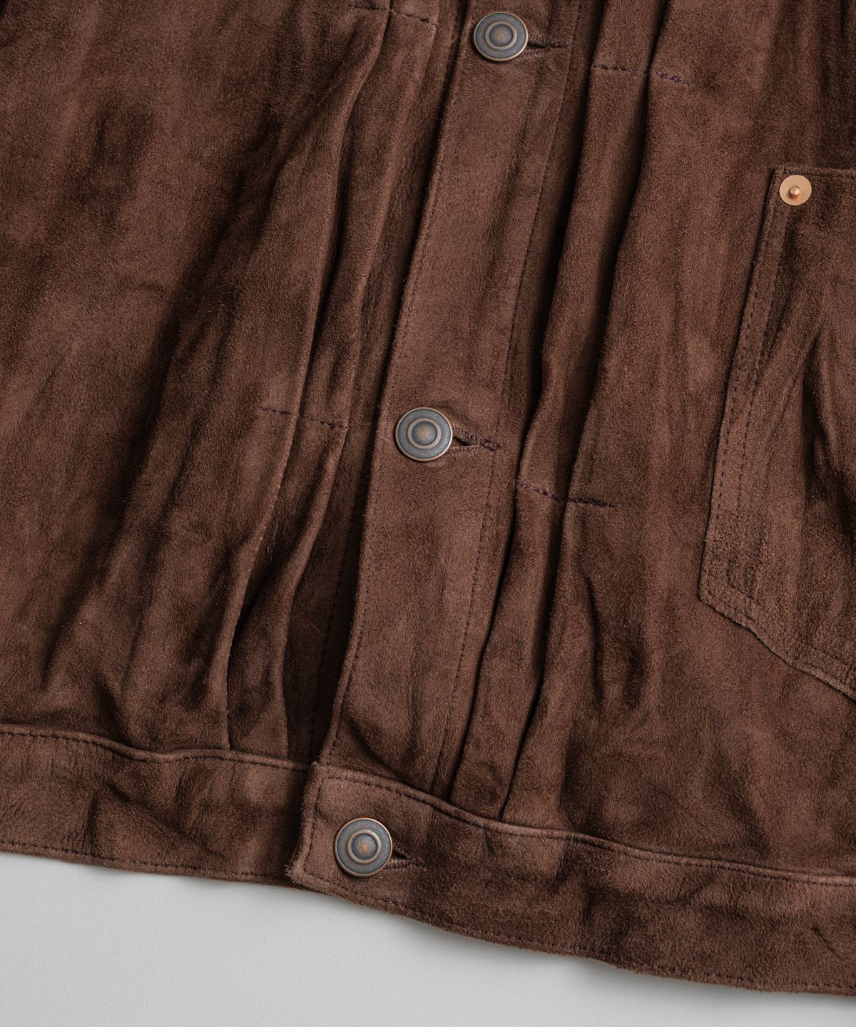 비헤비어(BEHEAVYER) WASHED GOATSUEDE TYPE-1 JACKET chocolate