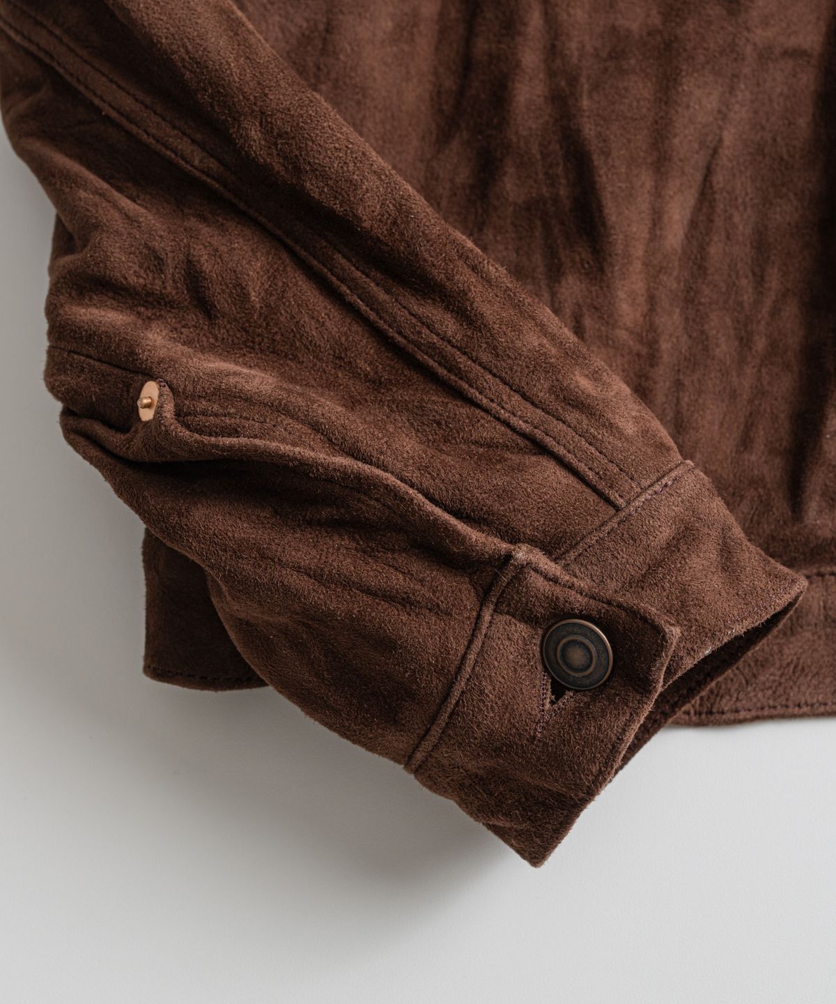 비헤비어(BEHEAVYER) WASHED GOATSUEDE TYPE-1 JACKET chocolate