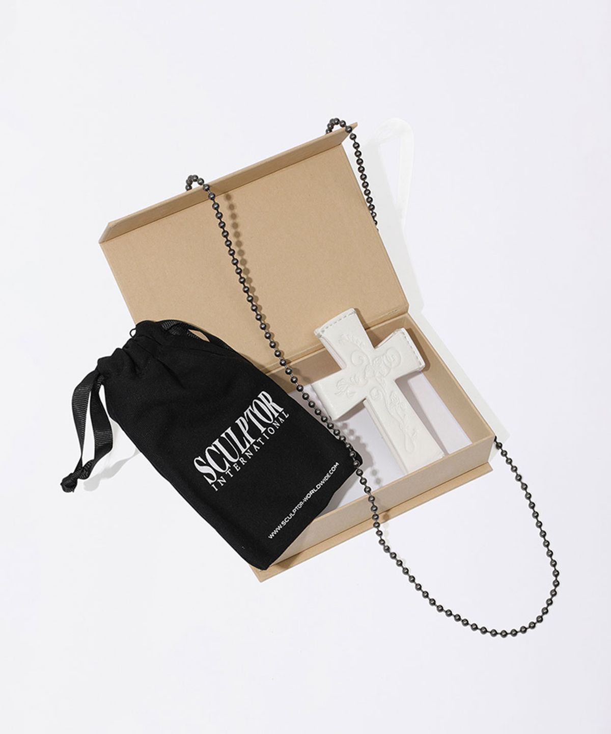 스컬프터(SCULPTOR) Cross Strap Wallet White