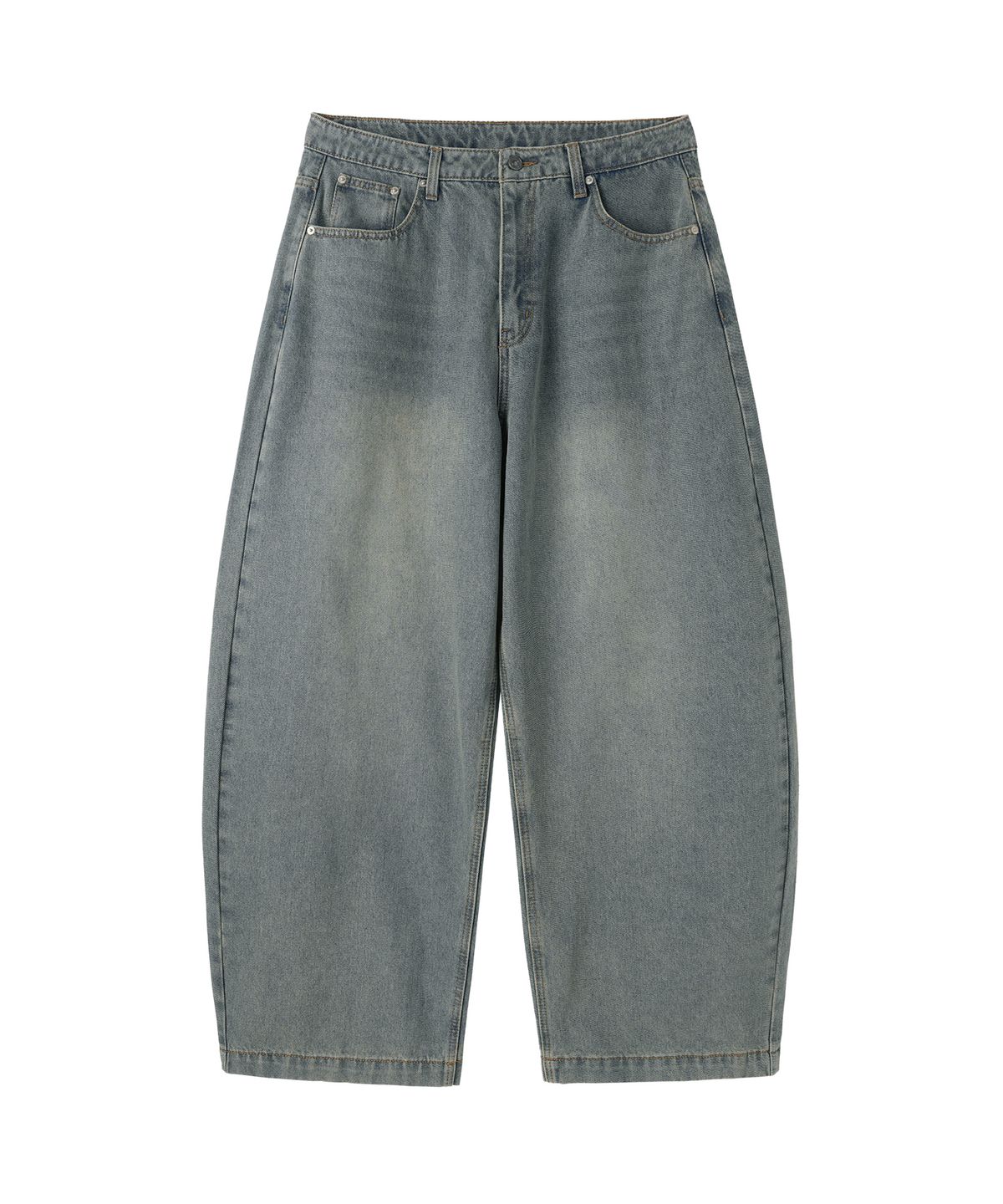 오픈야드(오와이)(OPENYARD(OY)) UNION JACK WASHED WIDE VOLUME PANTS - FADE BLUE