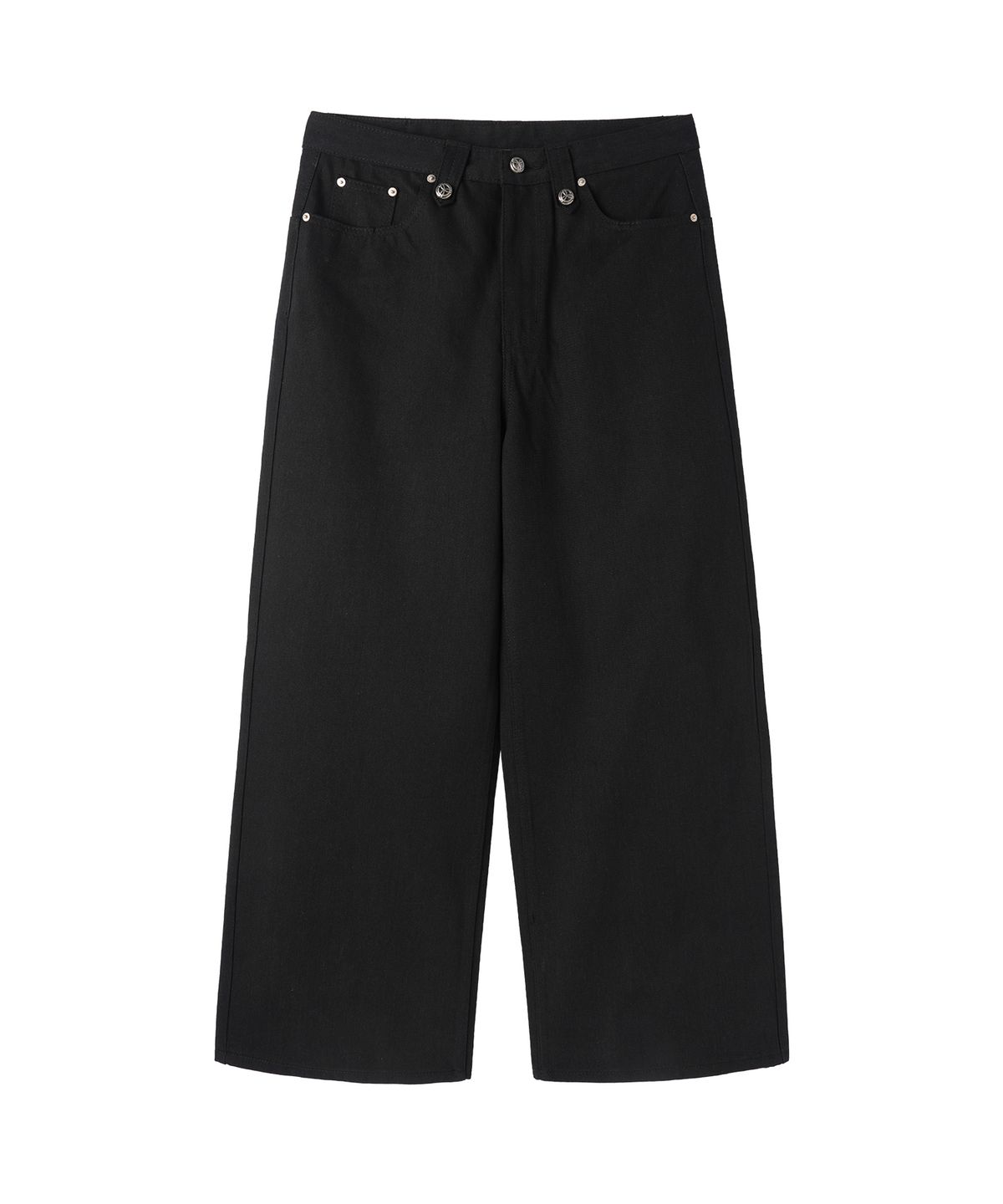 오픈야드(오와이)(OPENYARD(OY)) NAPOLEON TRIM WIDE HEM PANTS - BLACK