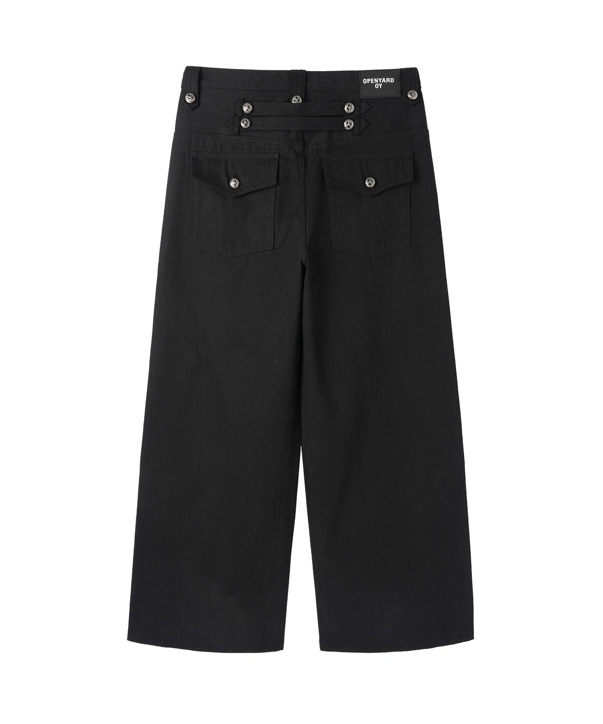 오픈야드(오와이)(OPENYARD(OY)) NAPOLEON TRIM WIDE HEM PANTS - BLACK