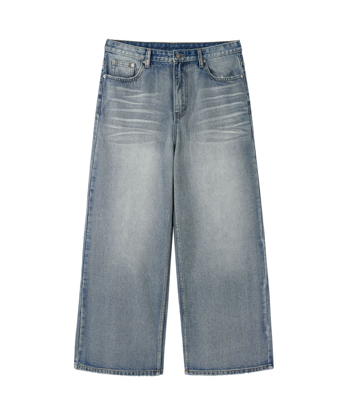 오픈야드(오와이)(OPENYARD(OY)) STITCHED WIDE HEM PANTS - BLUE