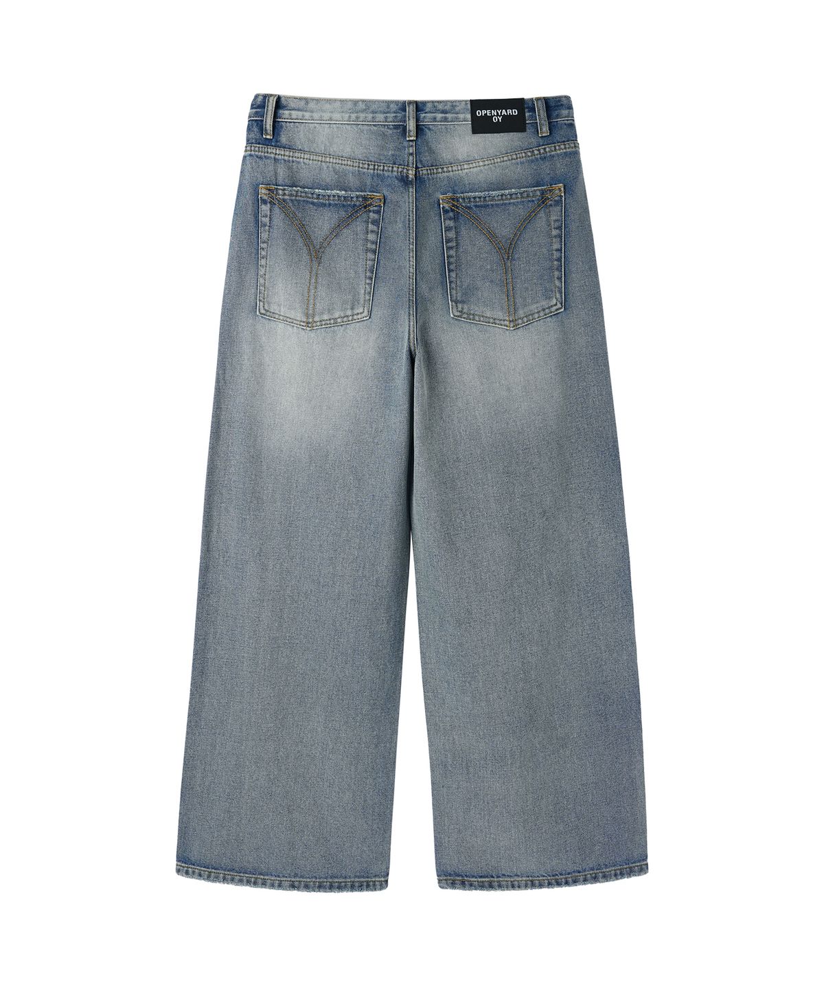 오픈야드(오와이)(OPENYARD(OY)) STITCHED WIDE HEM PANTS - BLUE