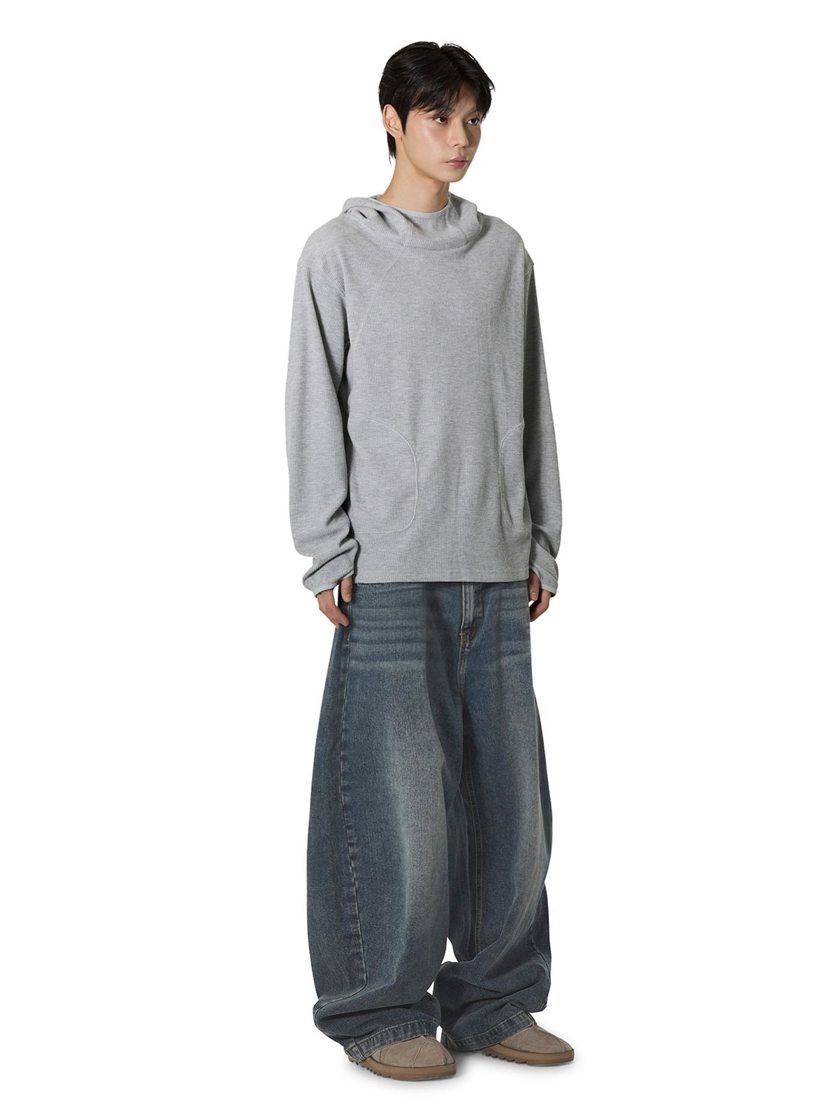 오픈야드(오와이)(OPENYARD(OY)) AFTERIMAGE WASHED WIDE VOLUME PANTS - WASHED BLUE