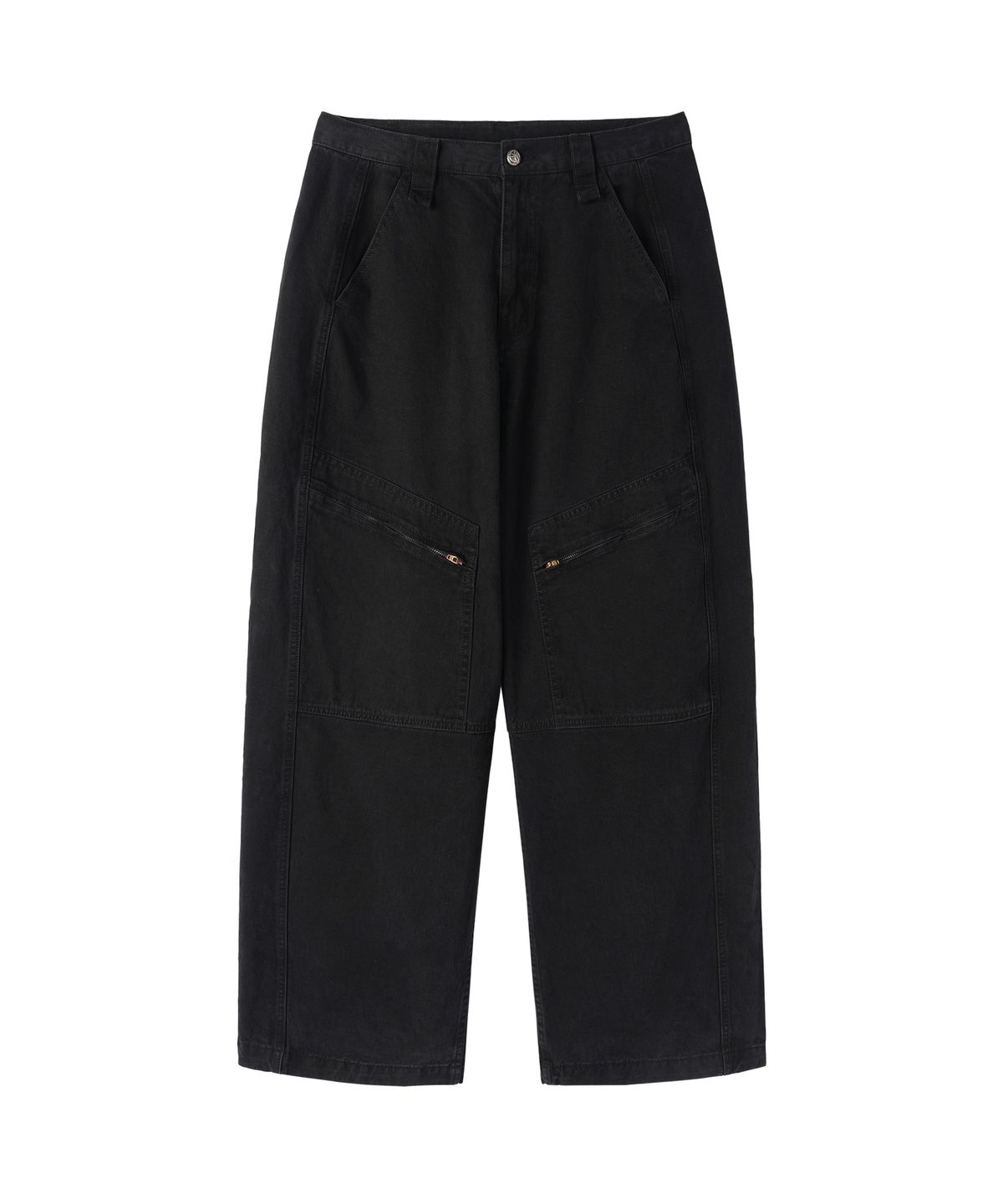 오픈야드(오와이)(OPENYARD(OY)) ANGLED CARGO CURVED VOLUME PANTS - BLACK