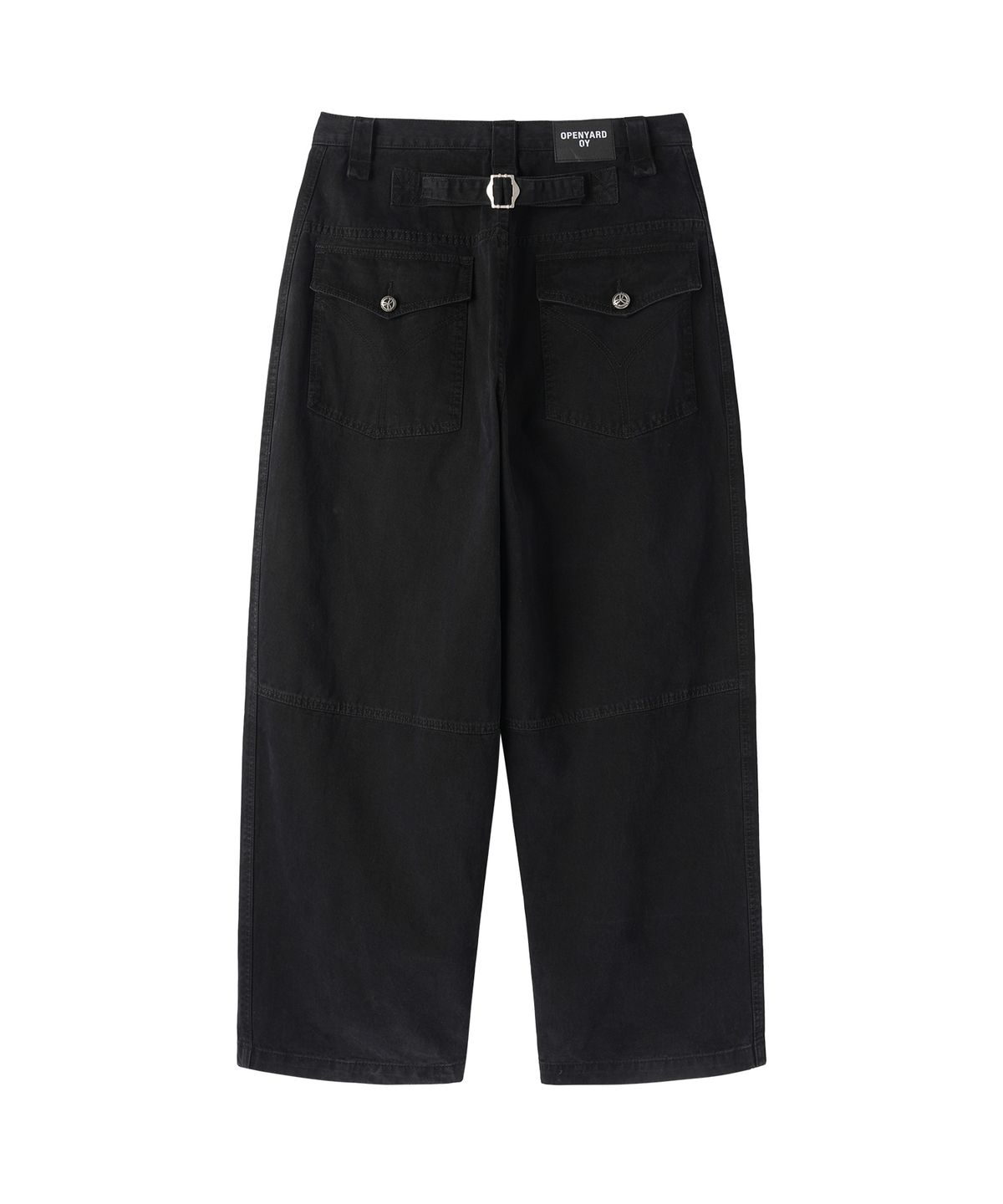 오픈야드(오와이)(OPENYARD(OY)) ANGLED CARGO CURVED VOLUME PANTS - BLACK