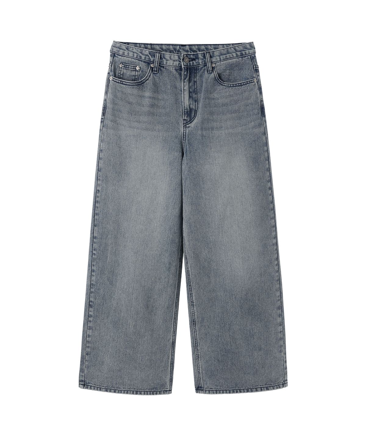 오픈야드(오와이)(OPENYARD(OY)) SCRIPT YOKE WASHED WIDE HEM PANTS - BLUE