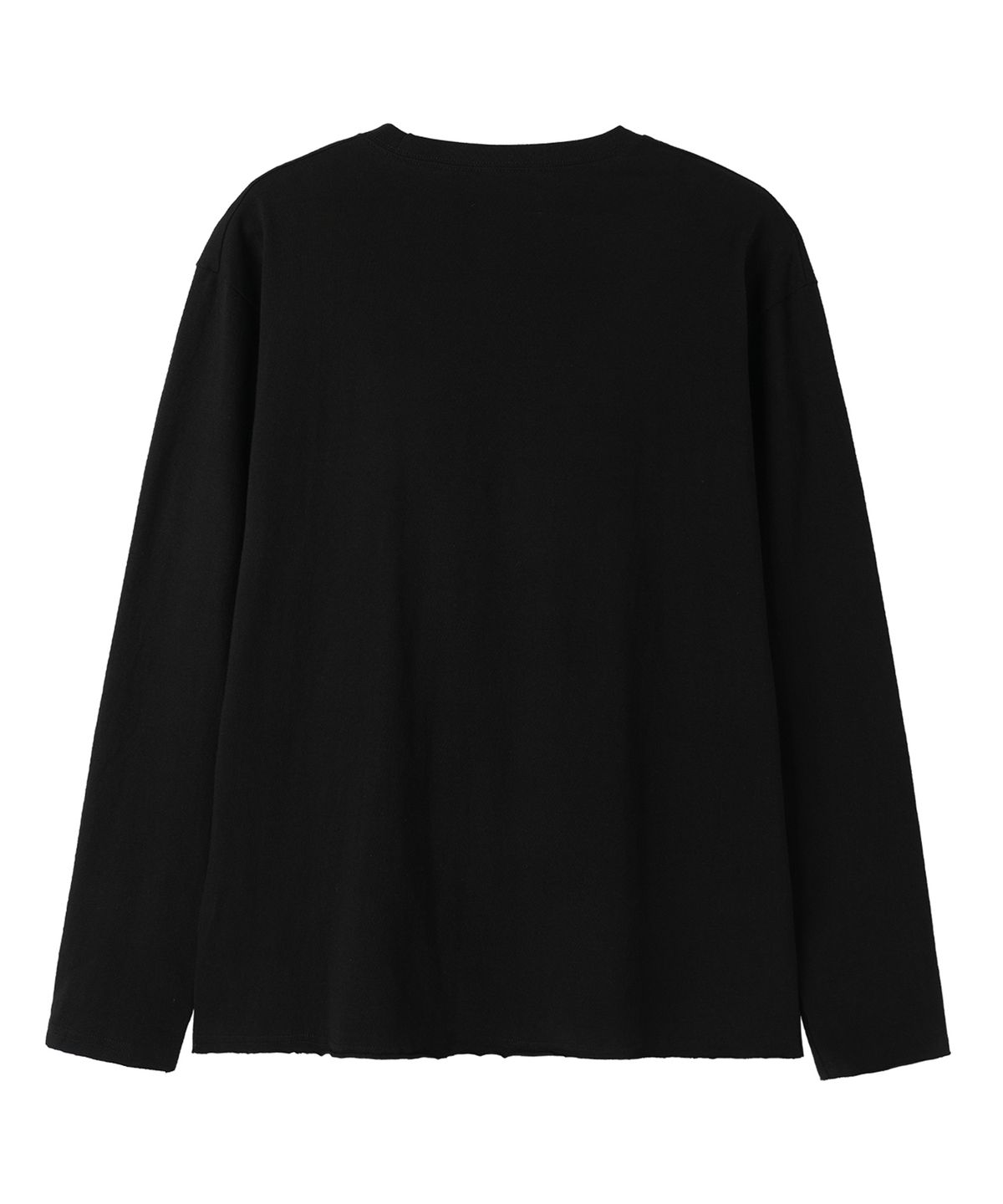 오픈야드(오와이)(OPENYARD(OY)) RAW EDGE CROSS WASHED L/S TEE - BLACK
