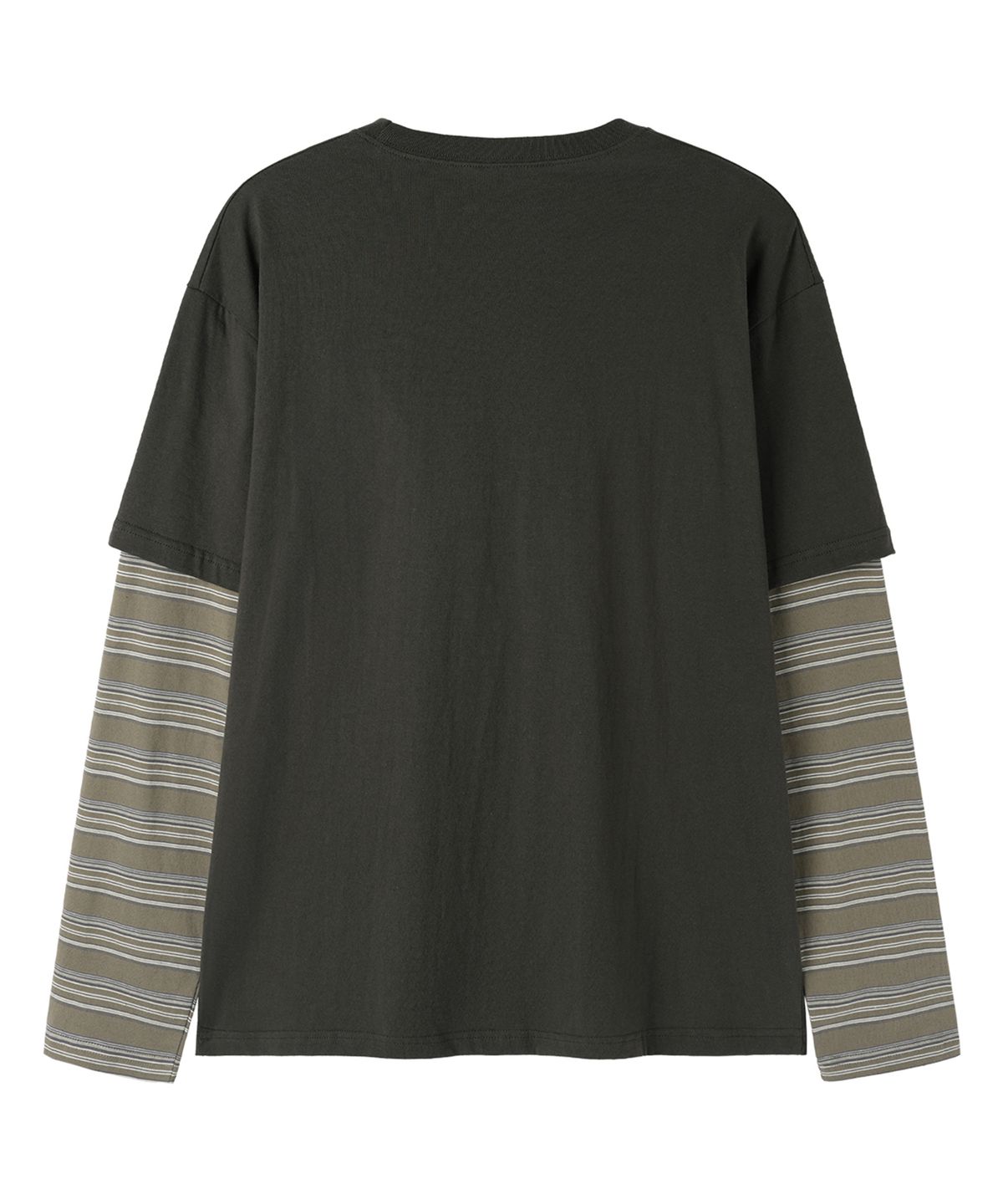 오픈야드(오와이)(OPENYARD(OY)) NEVER SLEEP STRIPE LAYERED L/S TEE - CHARCOAL