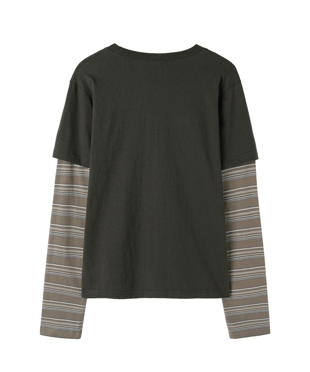 오픈야드(오와이)(OPENYARD(OY)) NEVER SLEEP STRIPE LAYERED L/S TEE - CHARCOAL