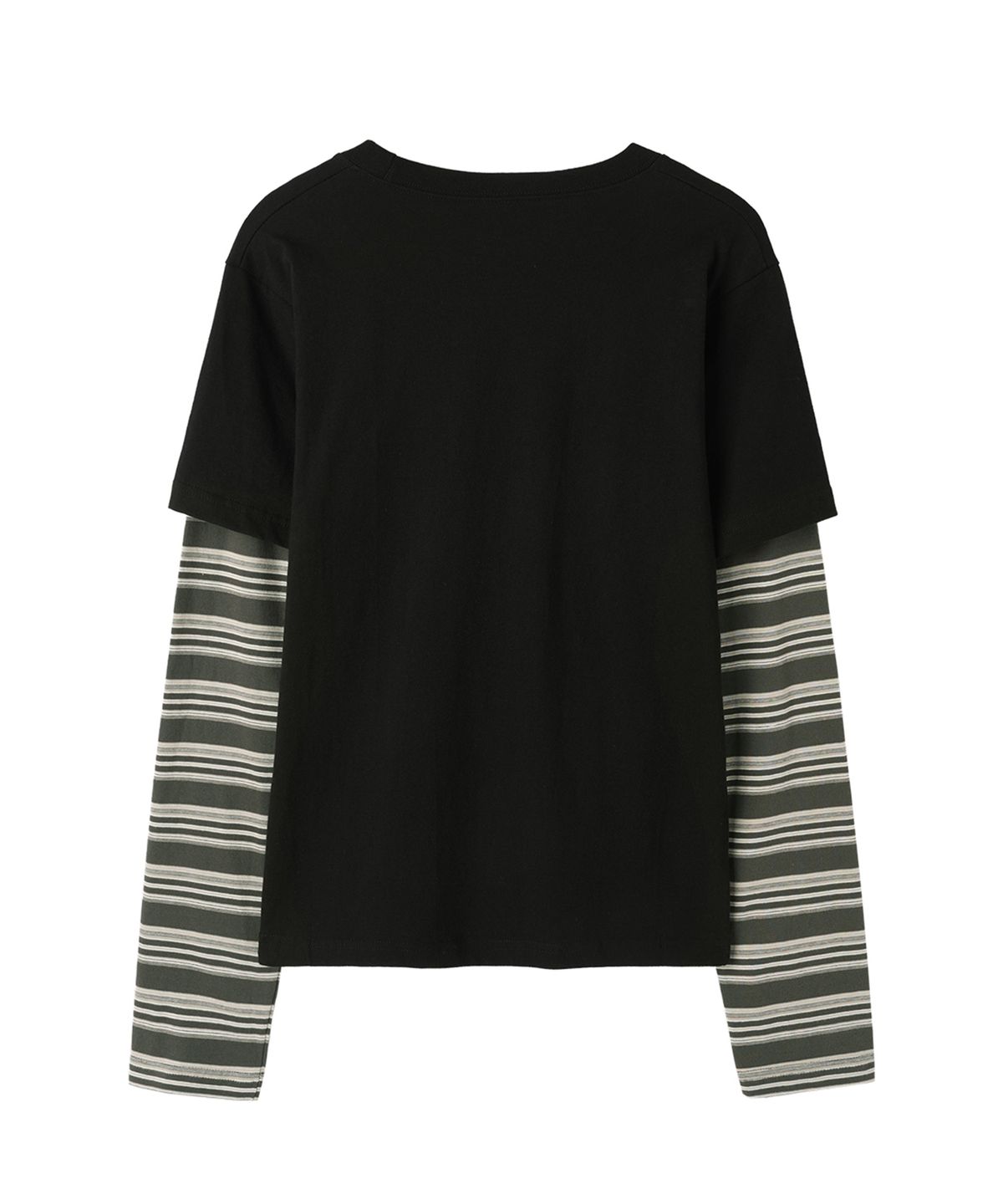 오픈야드(오와이)(OPENYARD(OY)) NEVER SLEEP STRIPE LAYERED L/S TEE - BLACK